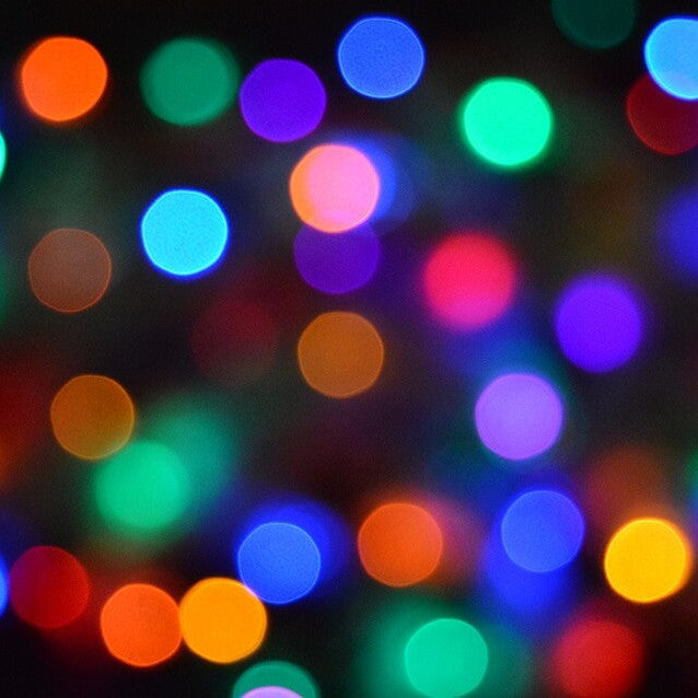 Colorful Christmas lights glowing at night