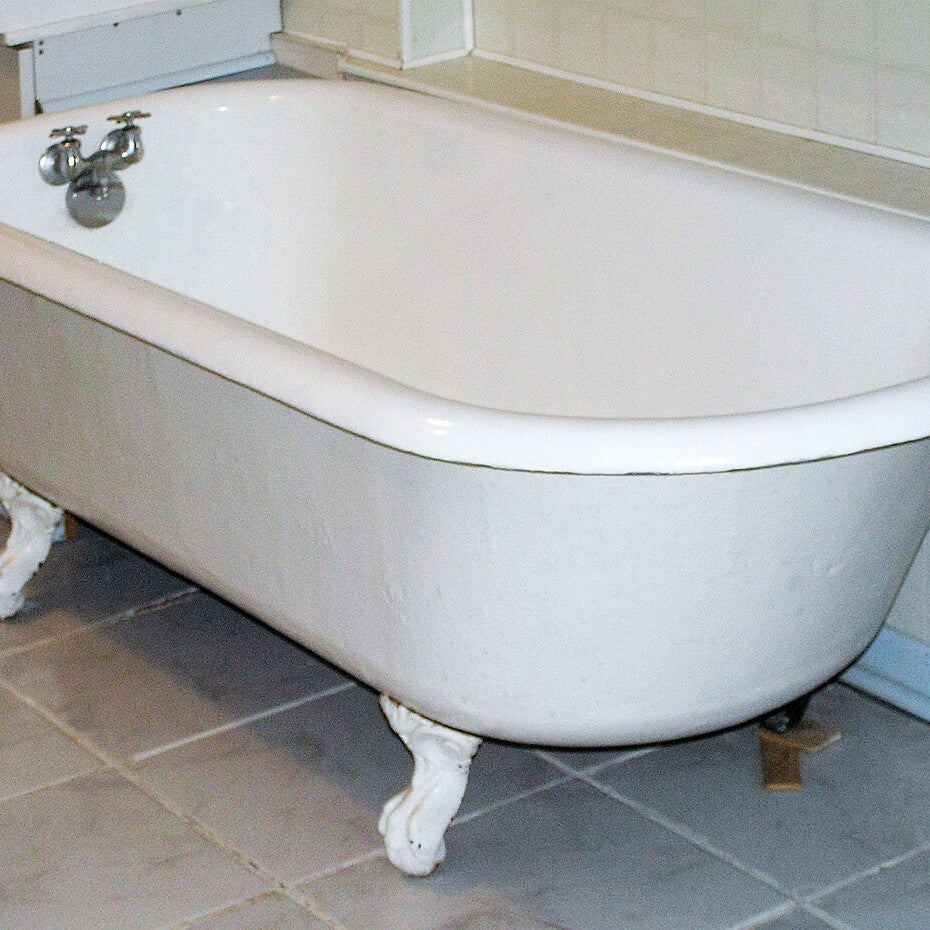 A vintage clawfoot bathtub