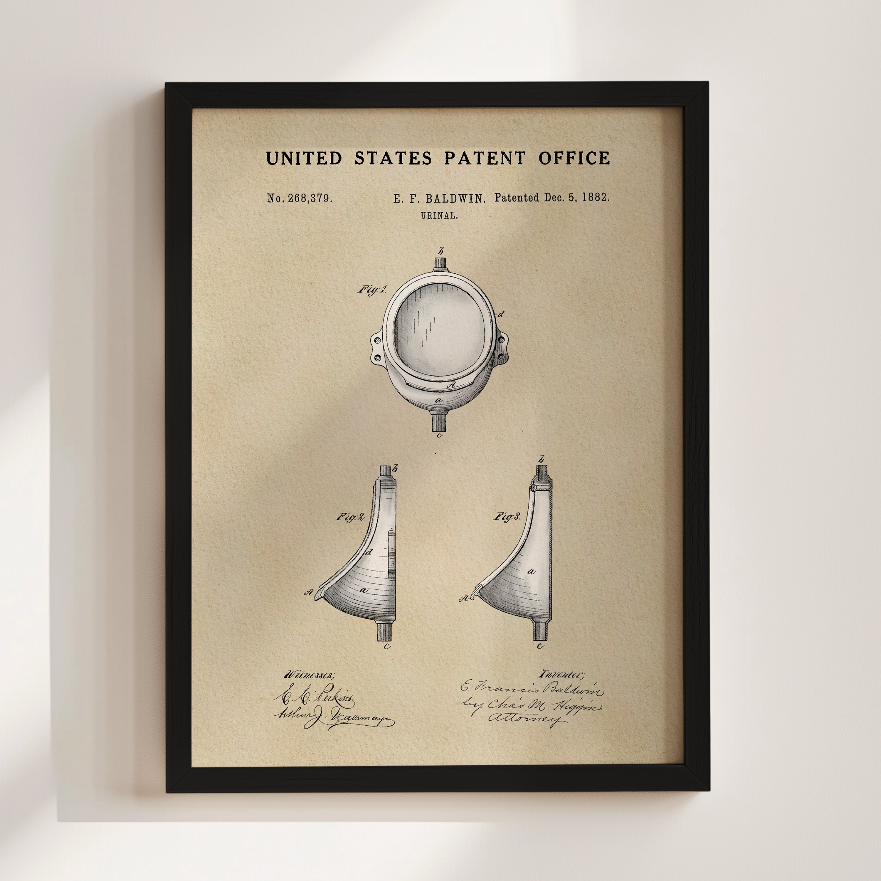 The image is a framed patent drawing depicting a submarine or diving device, with accompanying technical drawings and annotations.