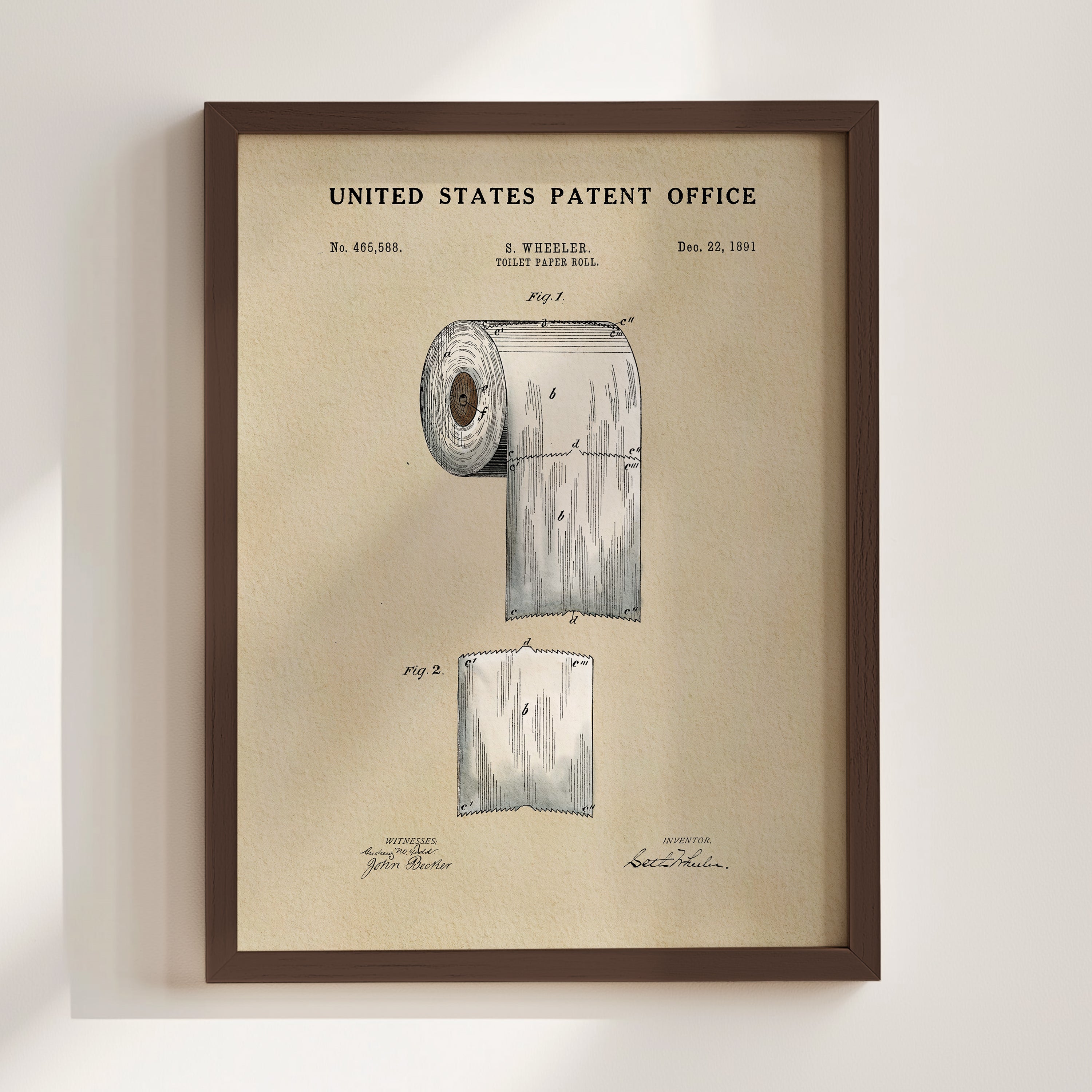 The image is a framed print of a United States patent office patent from December 22, 1901, titled