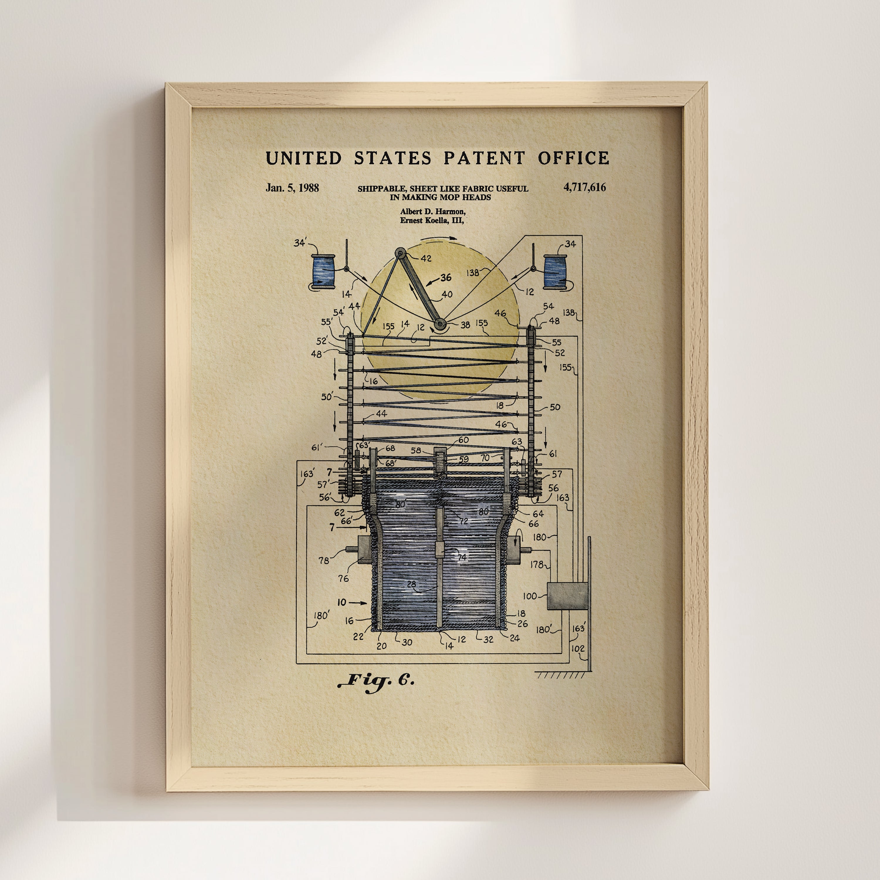 The image is a framed patent drawing depicting a ship's life preserver, which is a piece of equipment used for safety purposes.