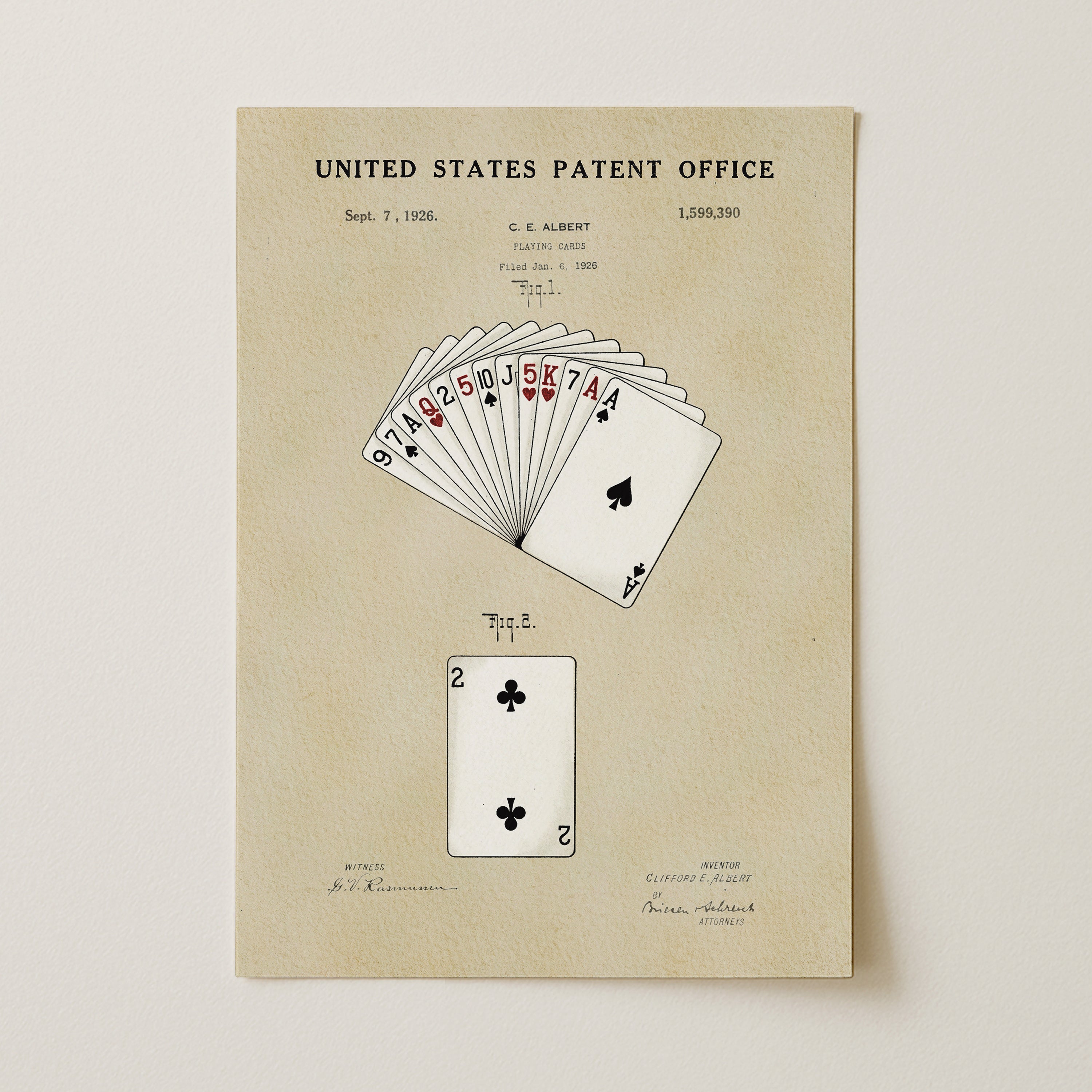 The image is a printed page from the United States Patent Office showing a patent application for a new method of playing cards.