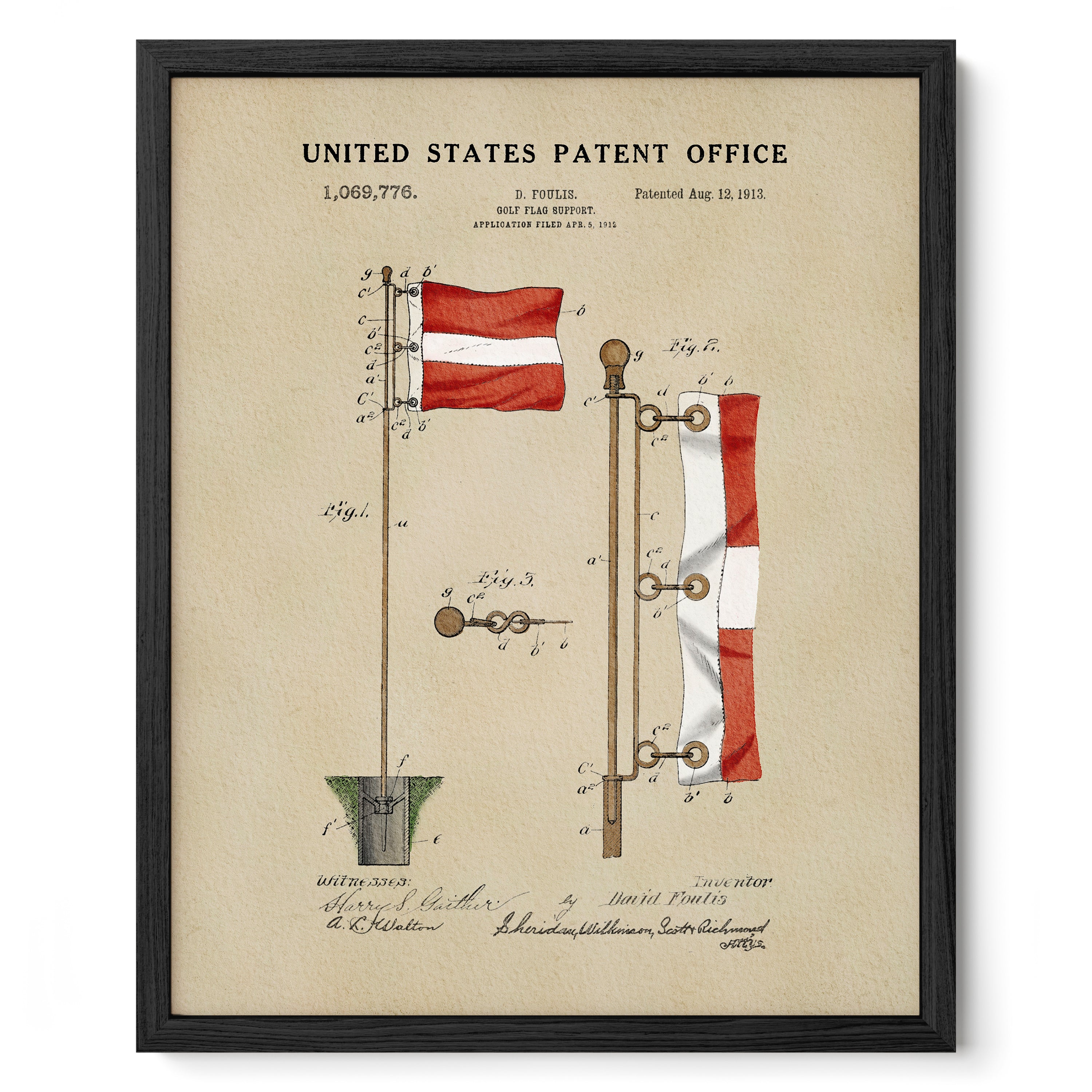 a drawing of a flag and pole