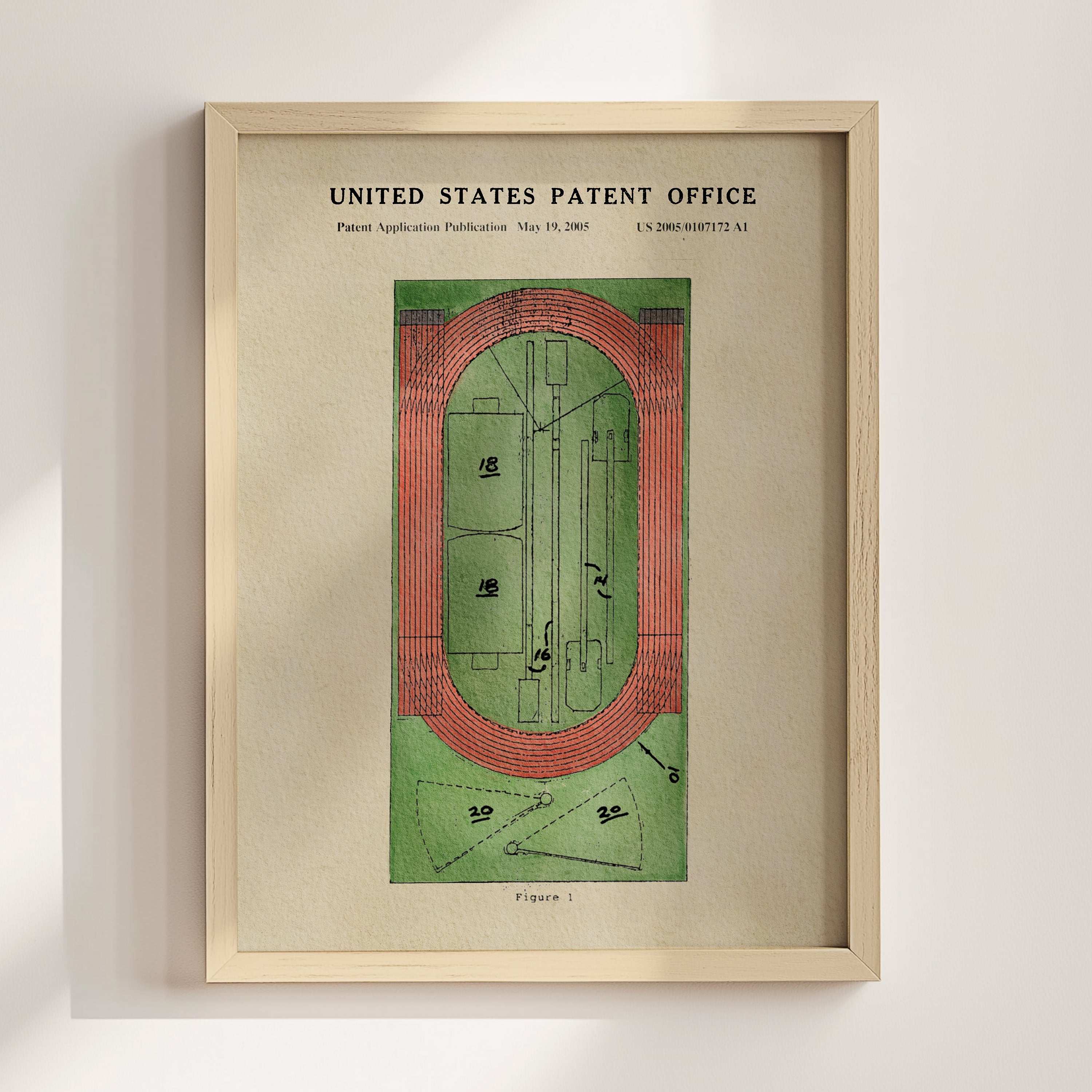 The image is a framed print of a United States patent application published on May 19, 2005, titled