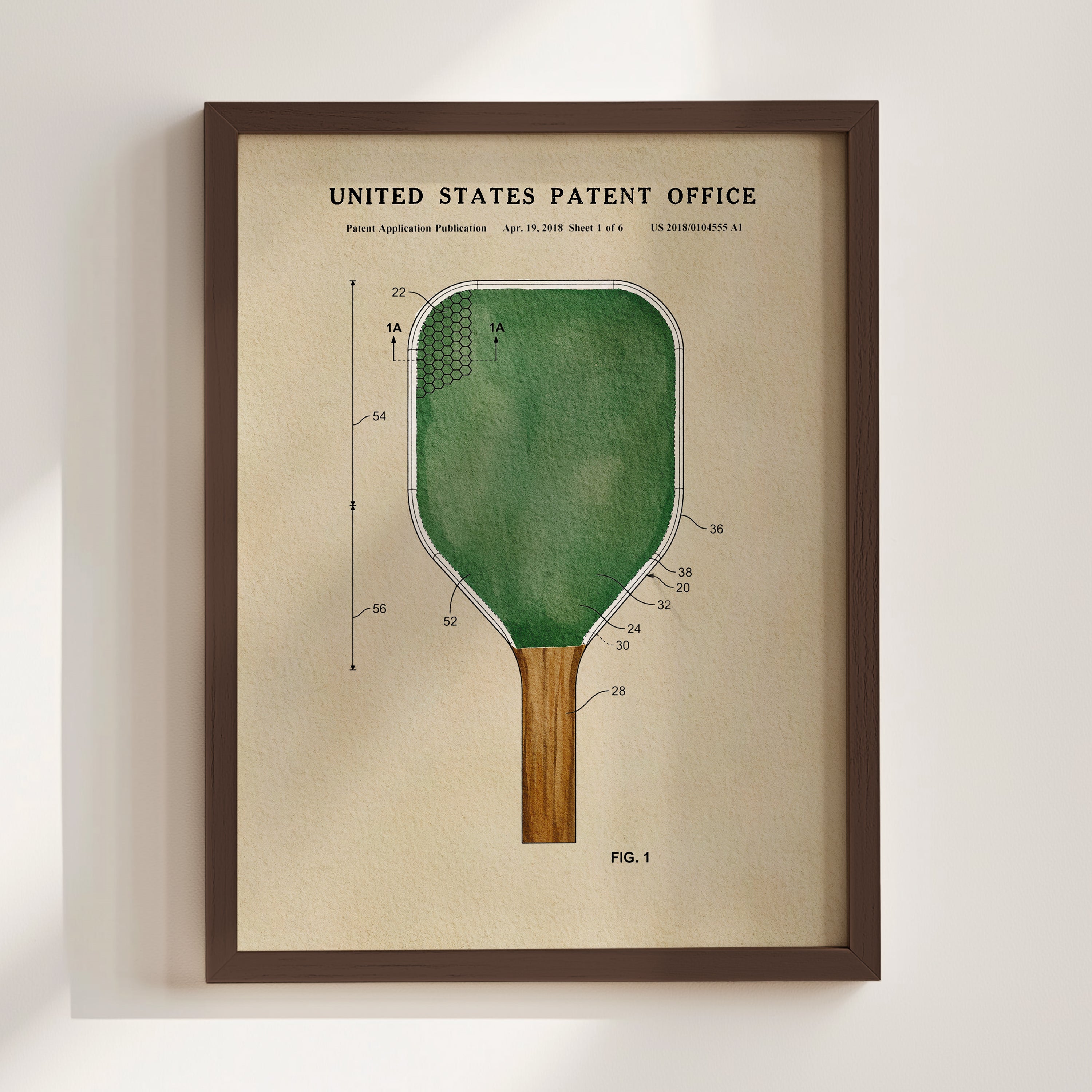 The image is a framed print depicting a paddleboard, which is a type of water sports equipment.