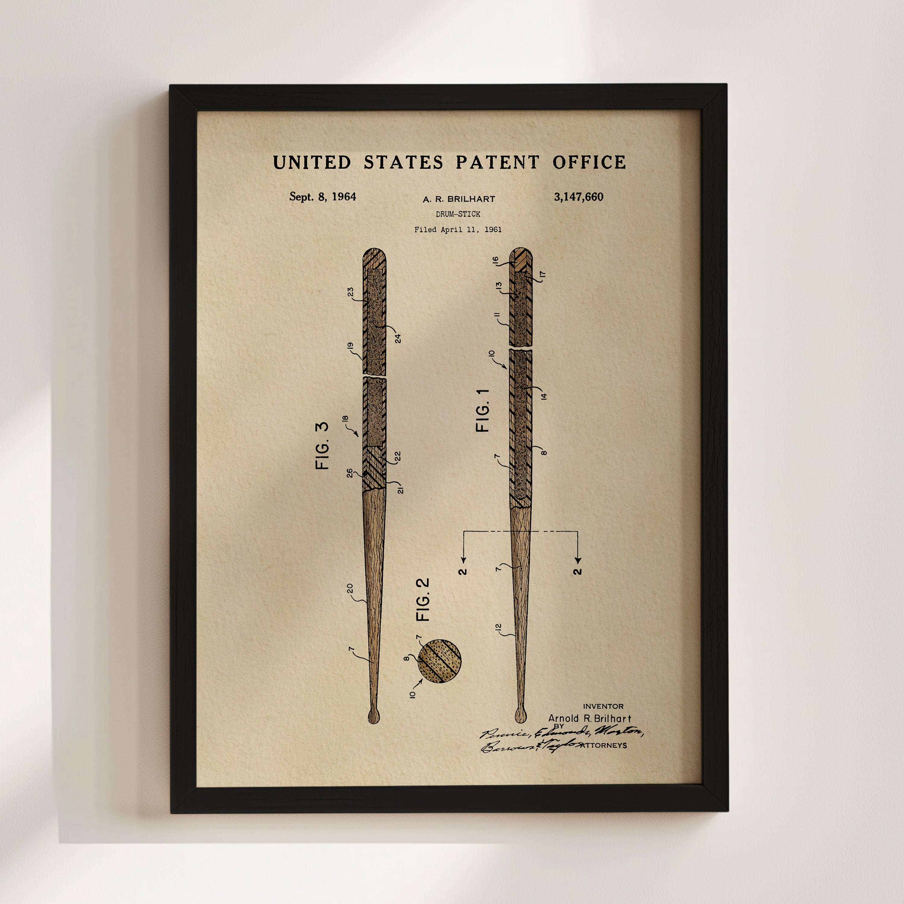 The image is a framed patent drawing depicting a baseball bat and ball.