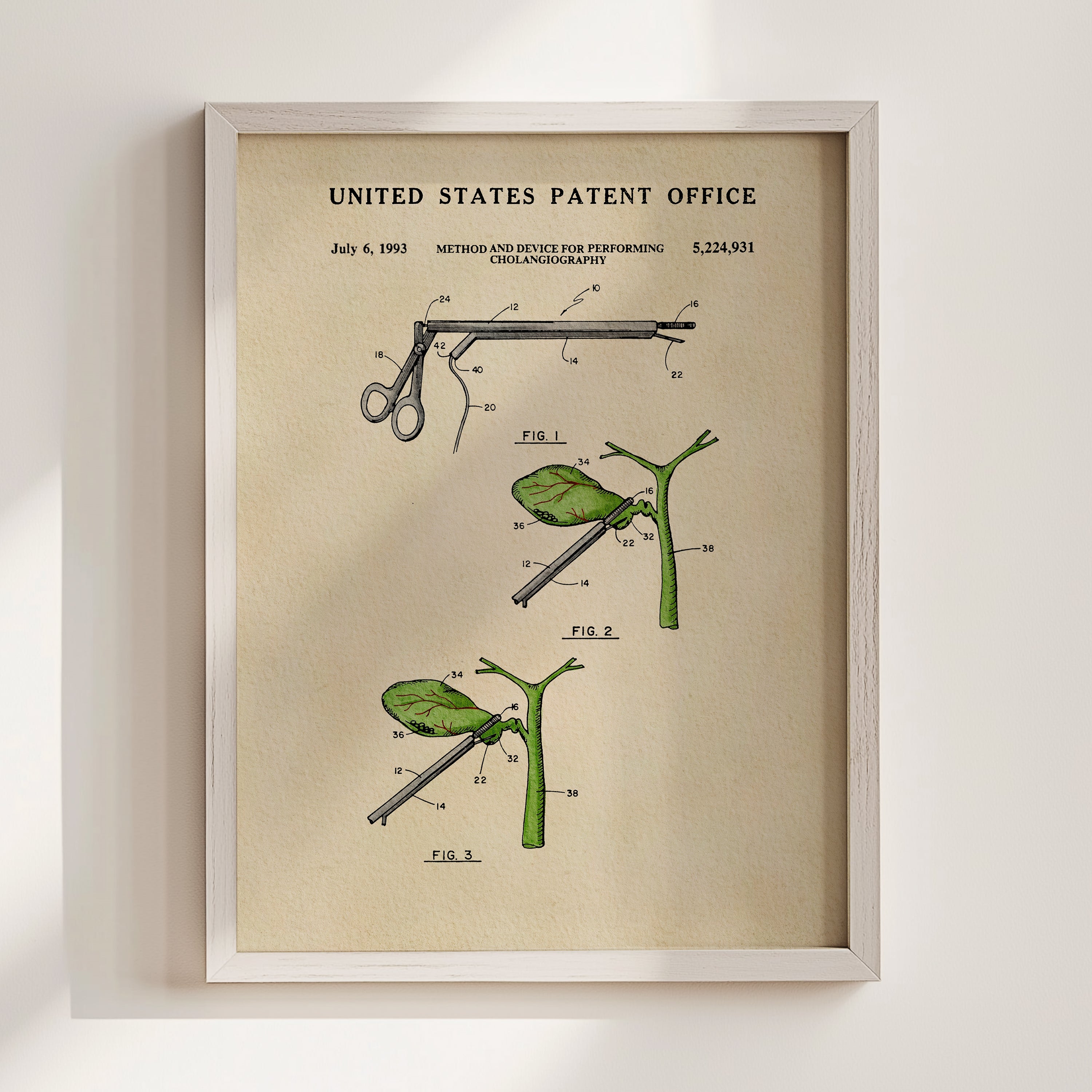 The image is a framed patent illustration depicting a medical device, likely a surgical tool, with detailed technical drawings and labels.