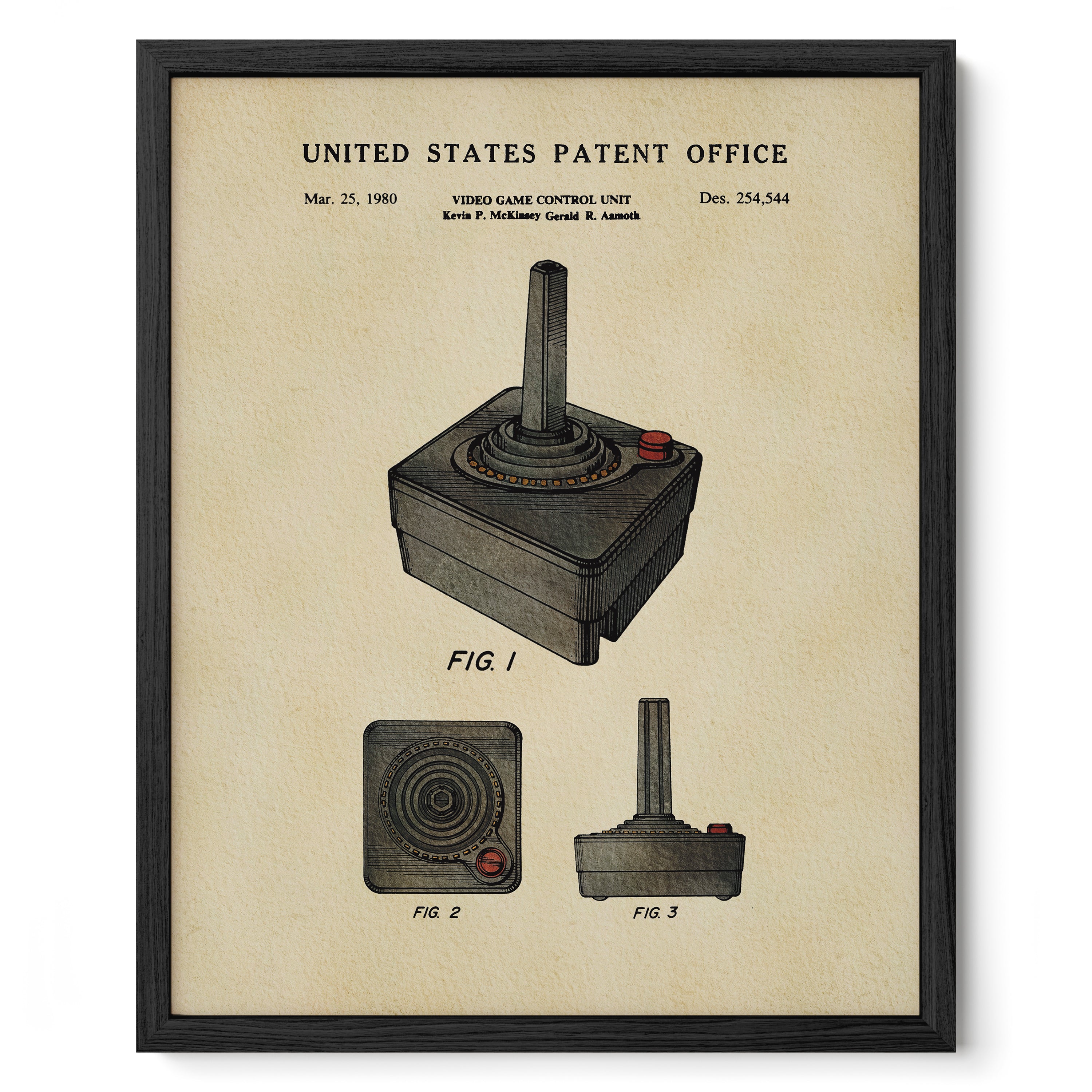 The image is a framed patent drawing of a joystick from the Nintendo video game console, dated March 25, 1980.
