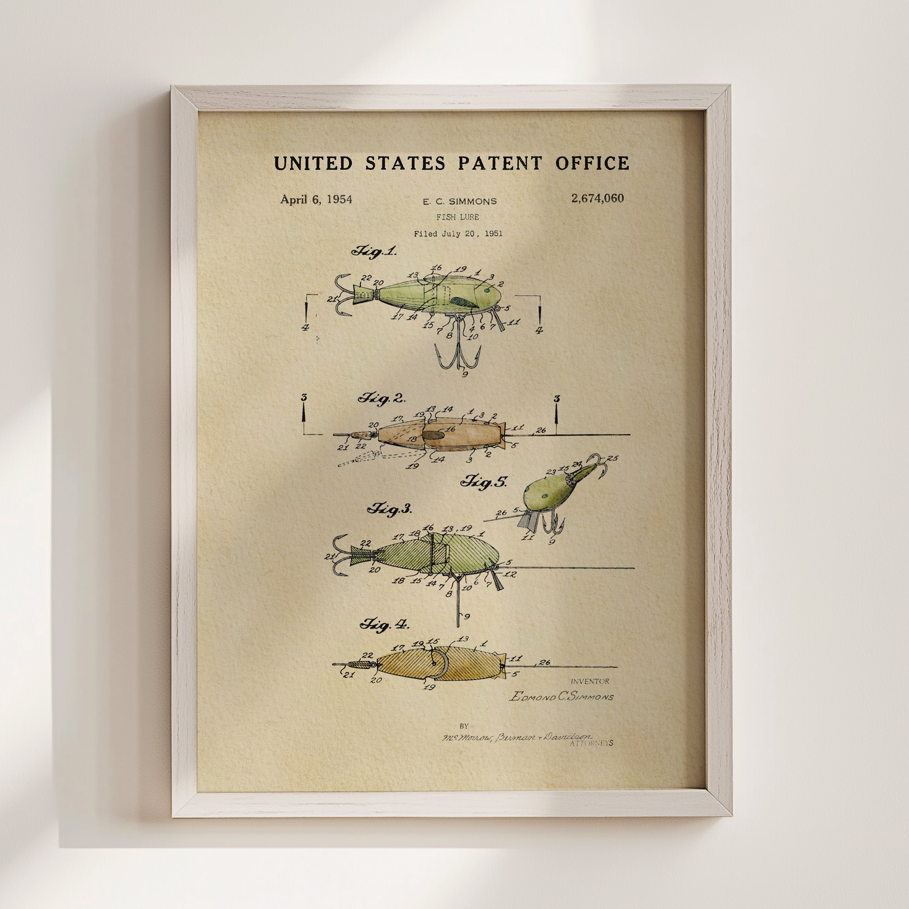 The image is a framed patent drawing depicting a fishing lure, specifically a crawfish-style fishing lure.