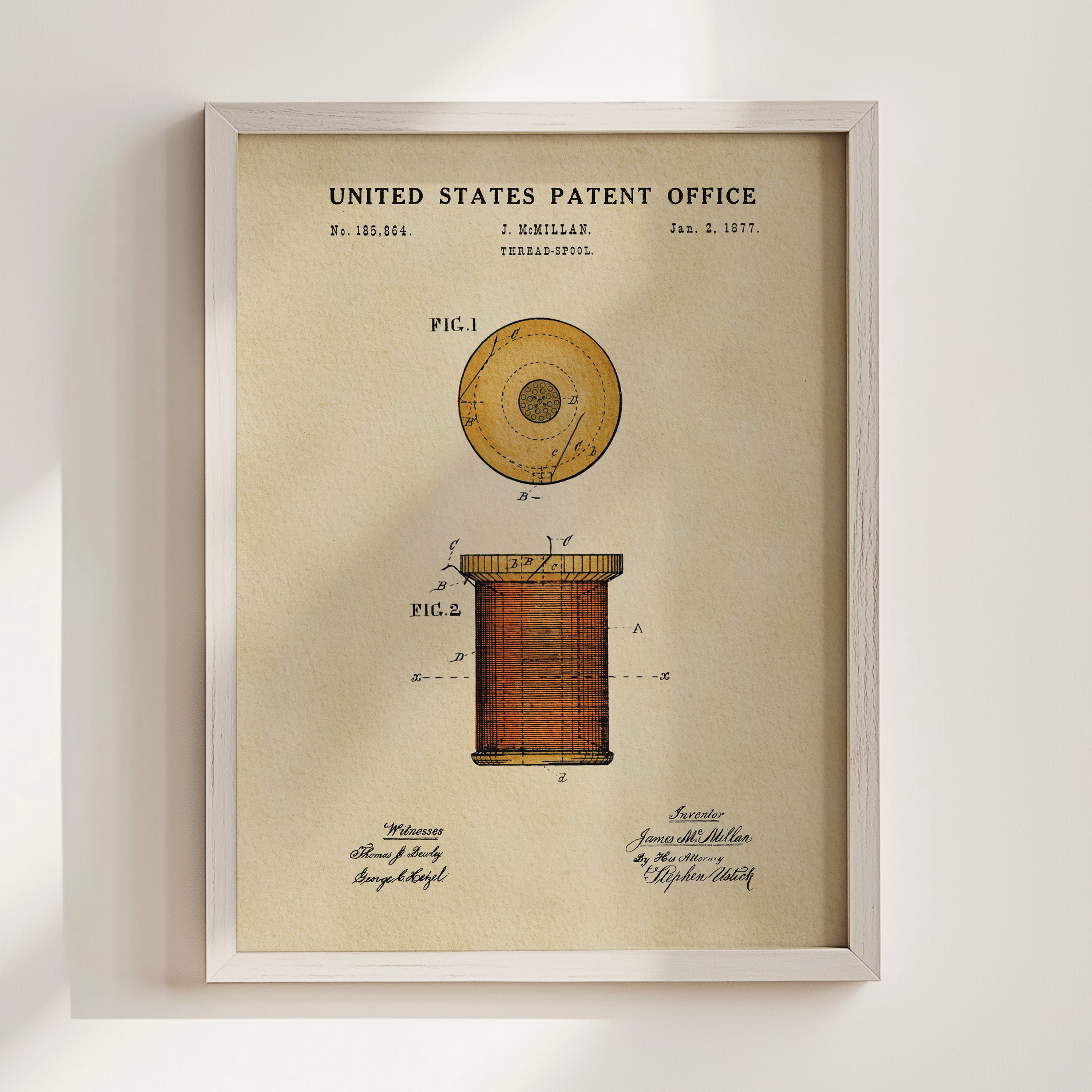 The image is a framed patent drawing from the United States Patent Office, depicting a device with a circular shape and a rectangular body.