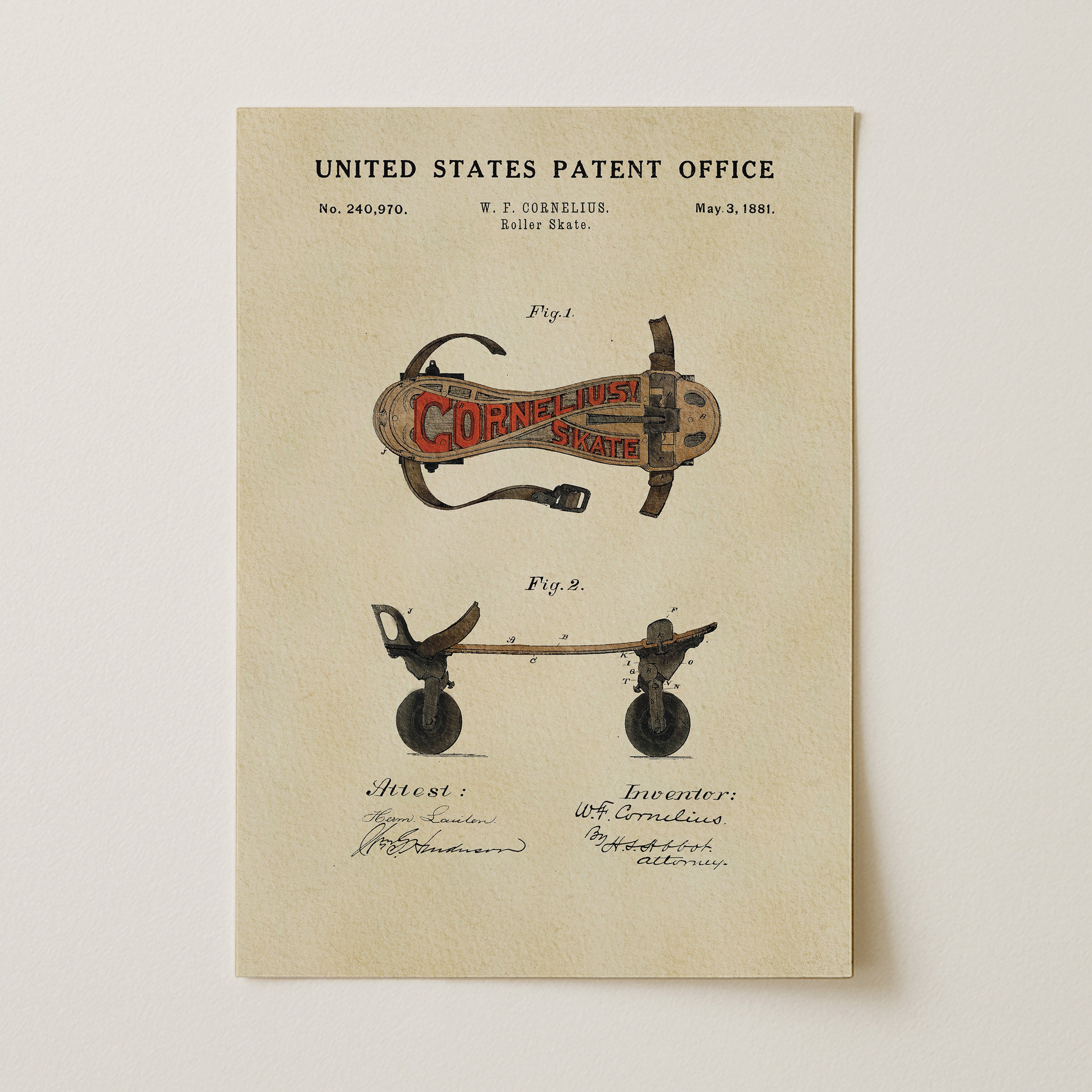 United States Patent Office, No. 240,860. W. J. Fennimore, Roller Skate
