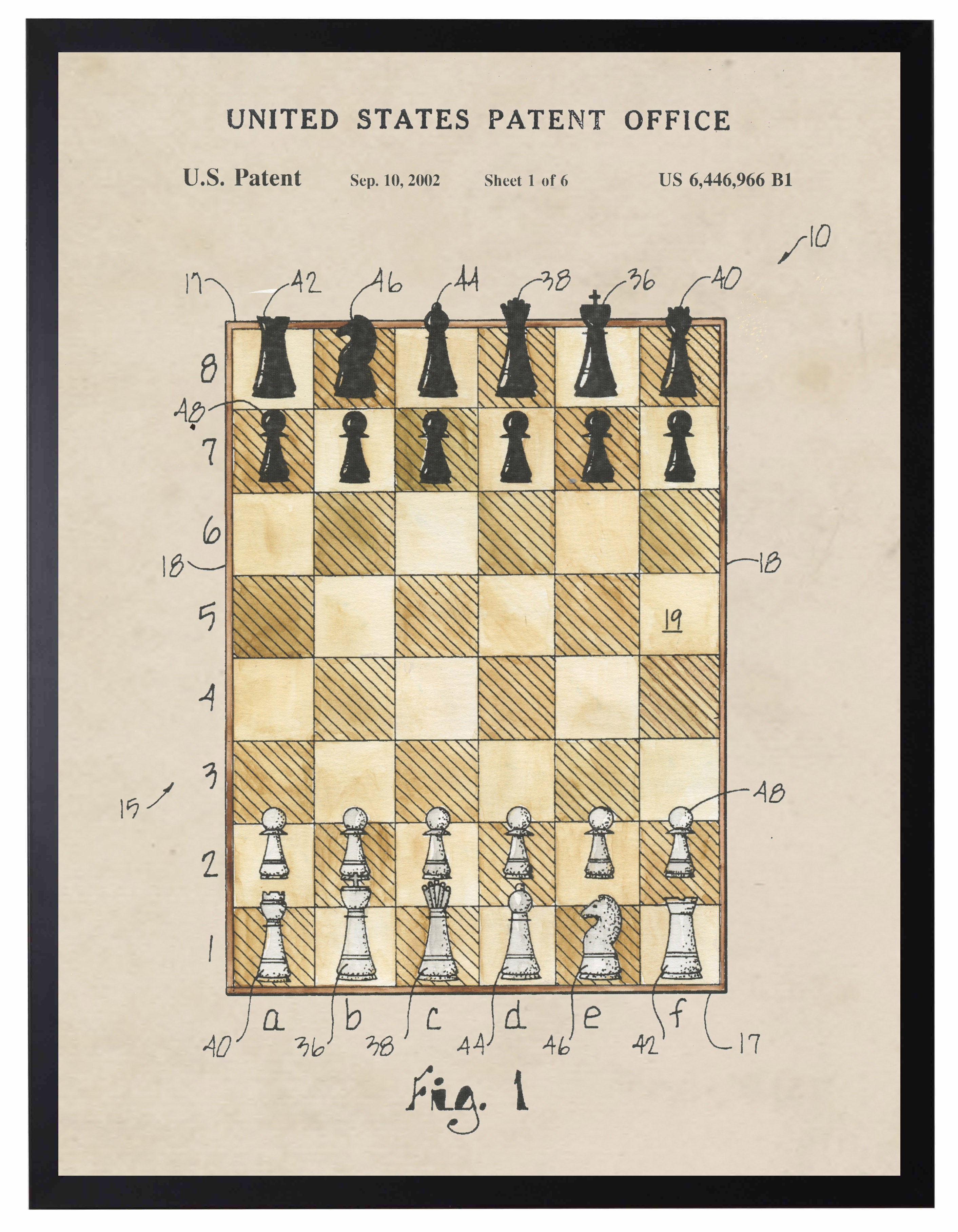 Chess Board Patent Print Chess Master Grand Master Chess 