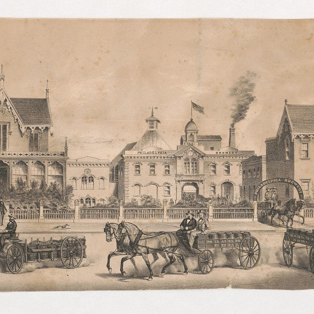 A vintage lithograph of a Philadelphia brewery