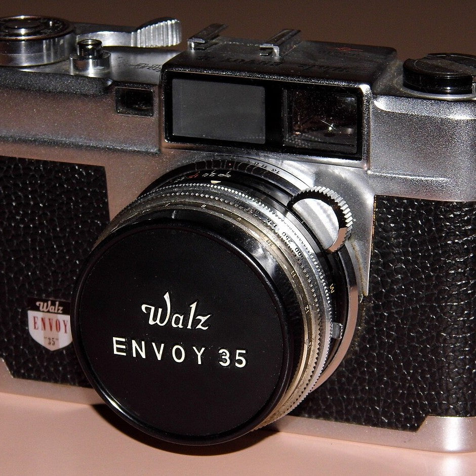 A vintage 35mm rangefinder camera