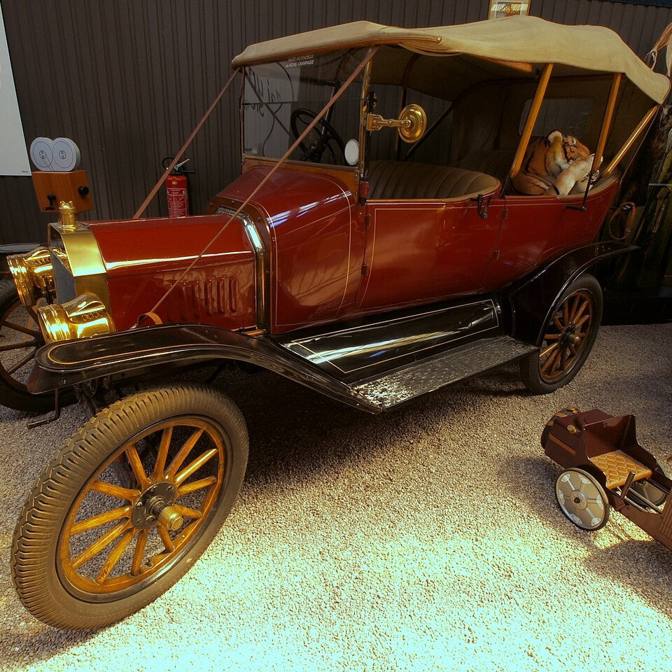 A 1913 vintage touring automobile