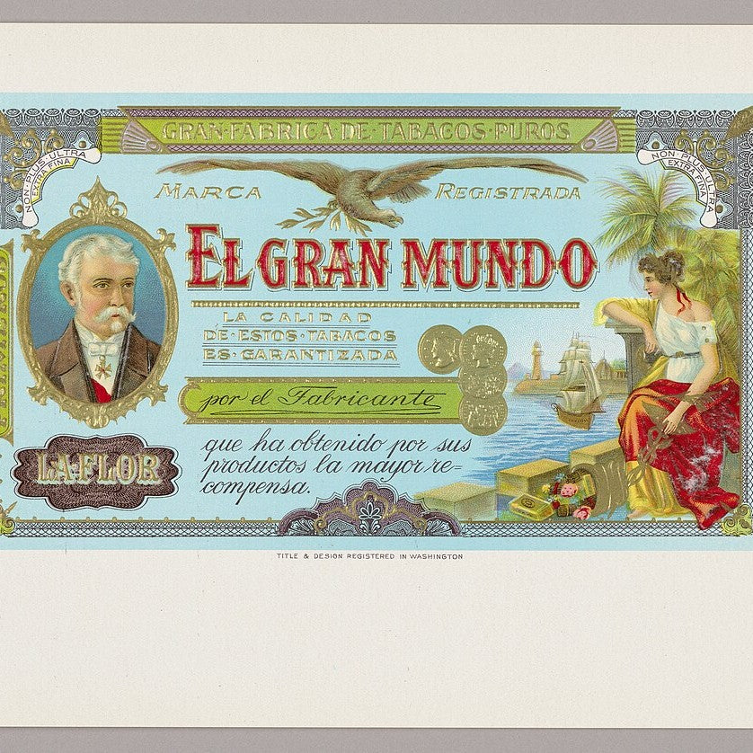 An ornate vintage cigar box label lithograph