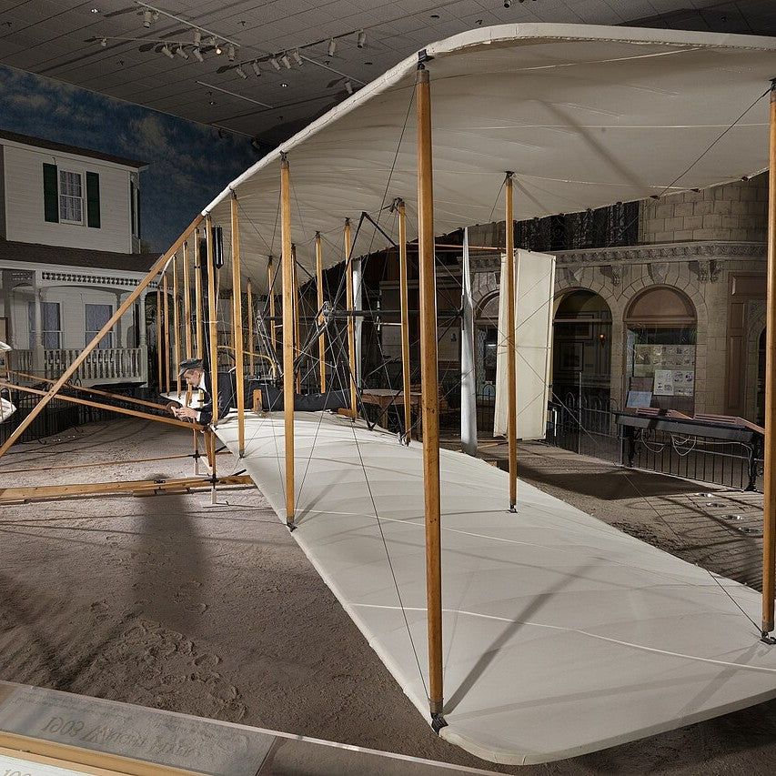 The 1903 Wright Flyer, the first powered airplane