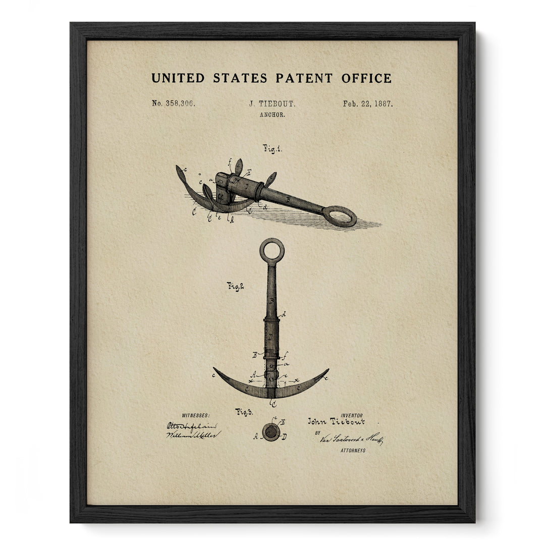 The image is a framed patent drawing from the United States Patent Office, depicting a tool used for anchoring.