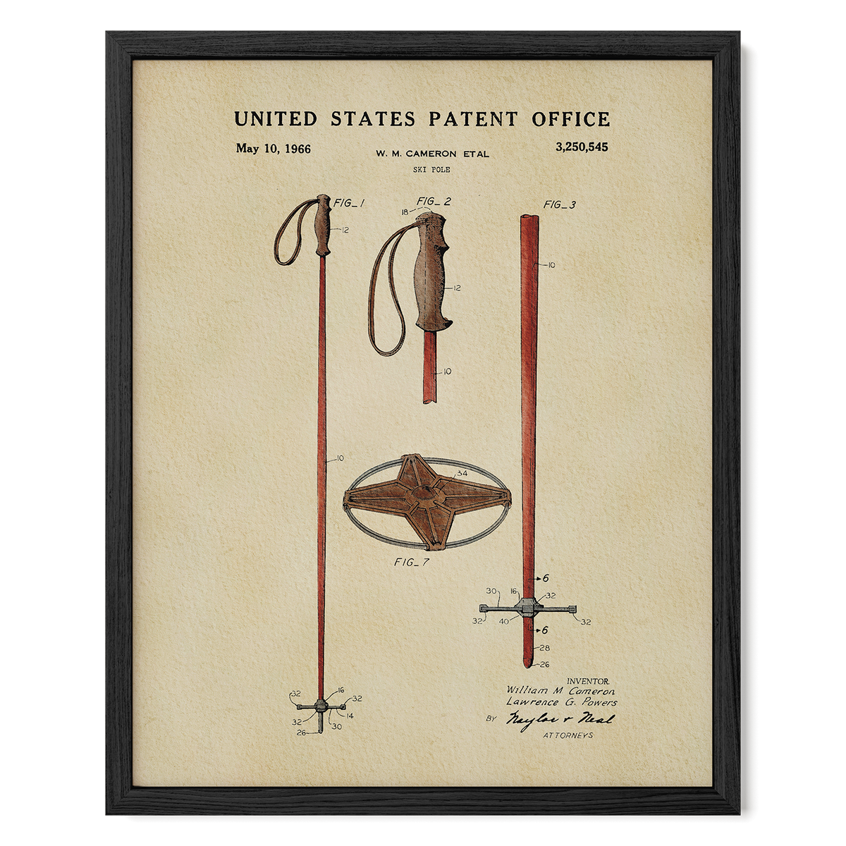 The image is a framed patent drawing depicting a pair of walking poles and a walking wheel, with accompanying technical drawings and text.