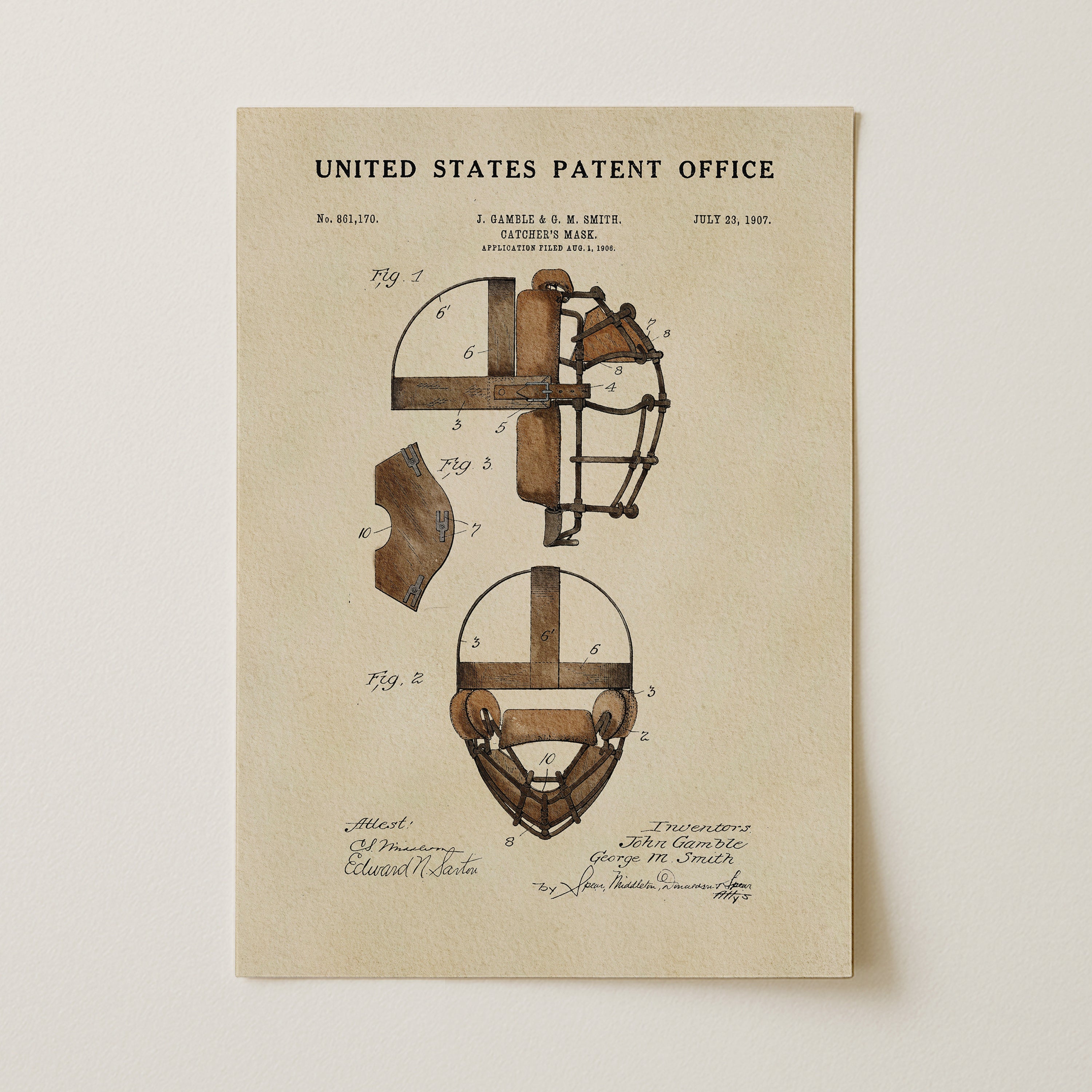 The image is a patent drawing from the United States Patent Office, depicting a baseball helmet with a cross-shaped attachment.