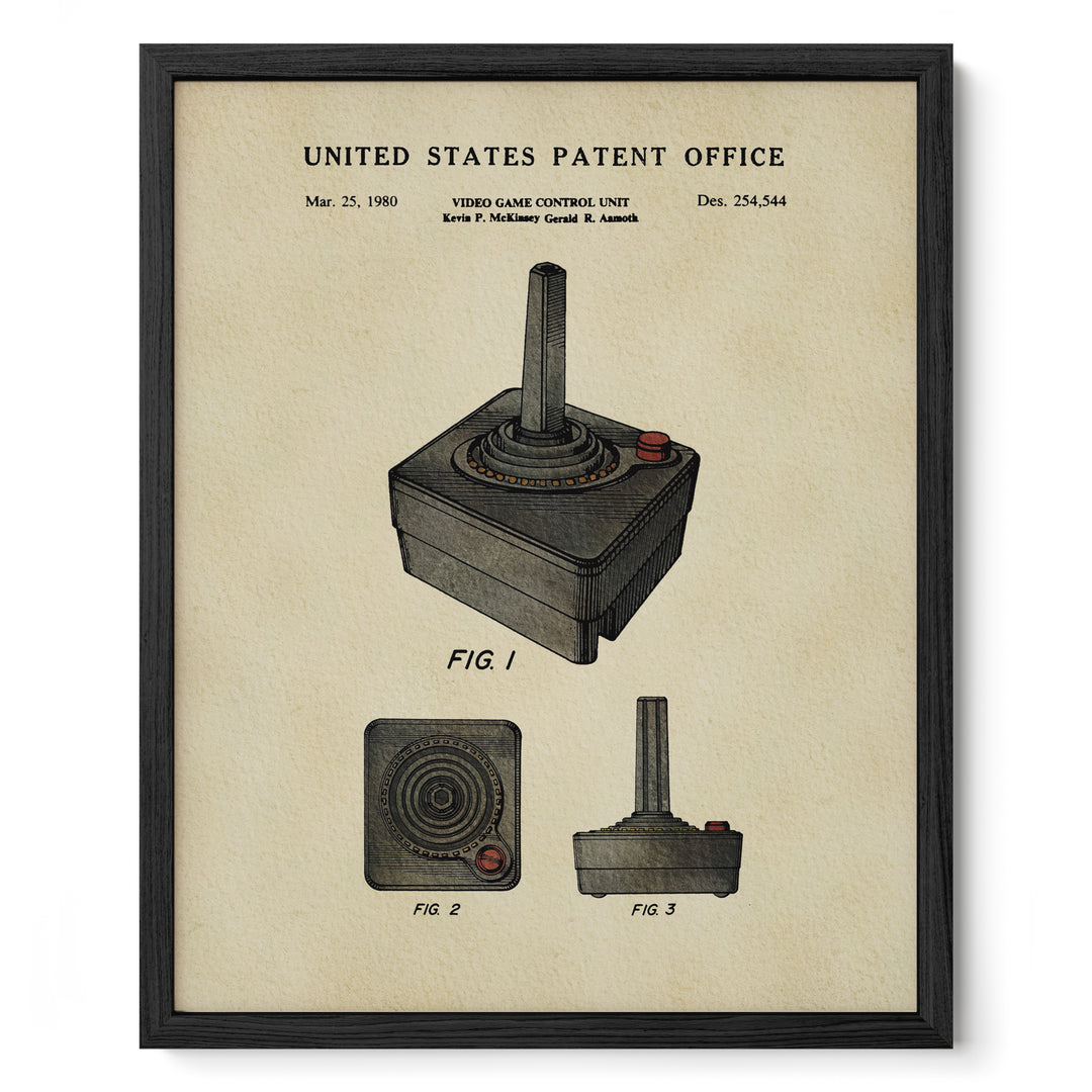 The image is a framed patent drawing of a video game controller, specifically the Atari 2600 console, dated March 25, 1990.