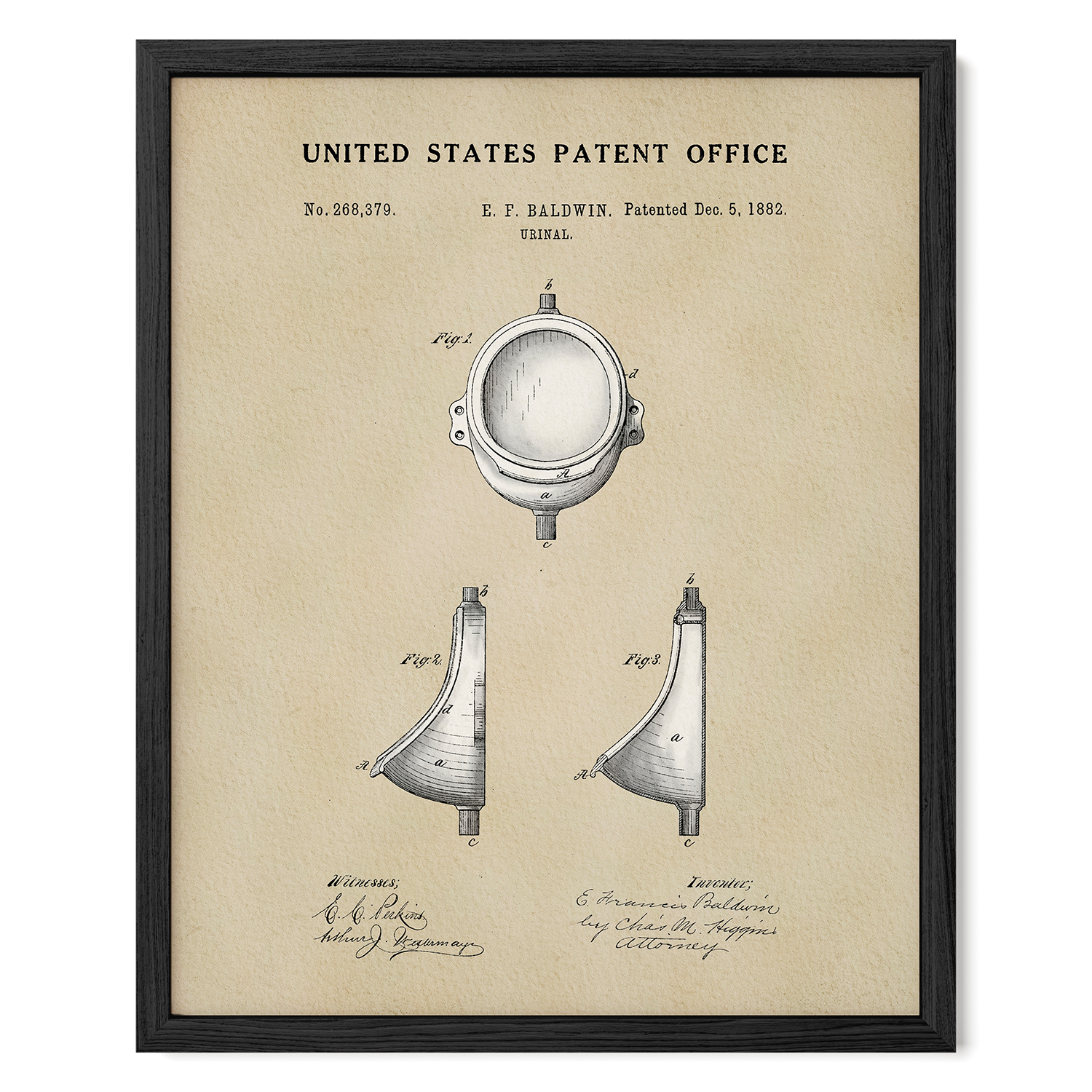 The image is a framed patent drawing from the United States Patent Office, depicting a diving helmet with a circular head and a curved, bell-shaped strap.