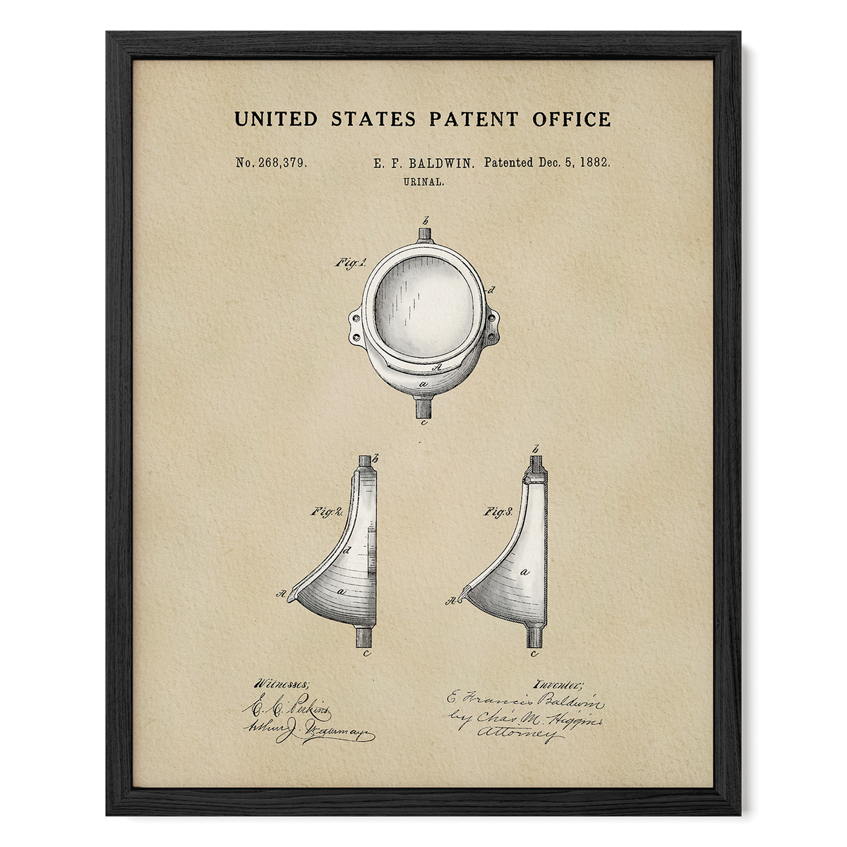 The image is a framed patent drawing from the United States Patent Office, depicting a diving helmet with a circular head and a curved, bell-shaped strap.