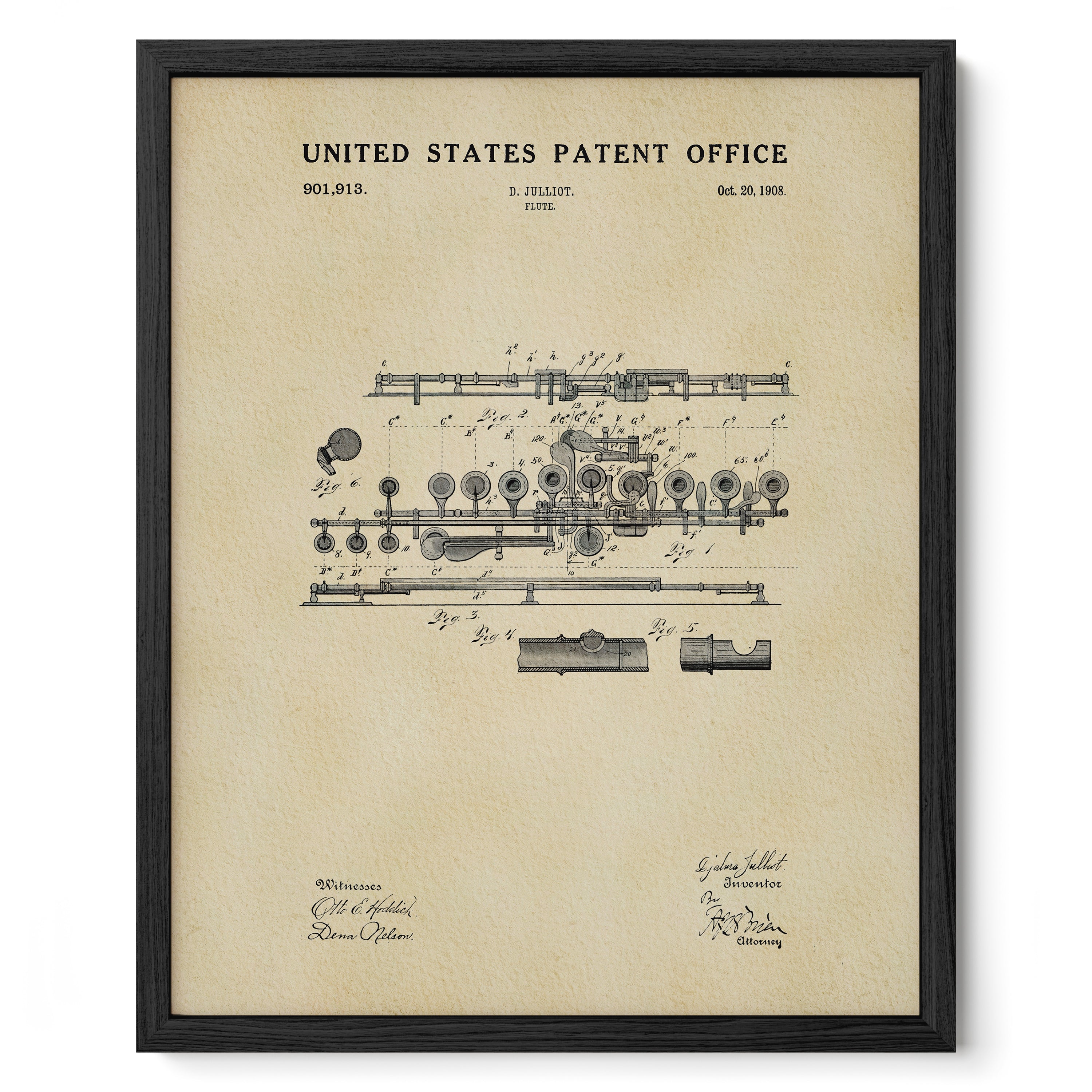 The image is a framed patent drawing from the United States Patent Office, depicting a machine or device with various components and parts.