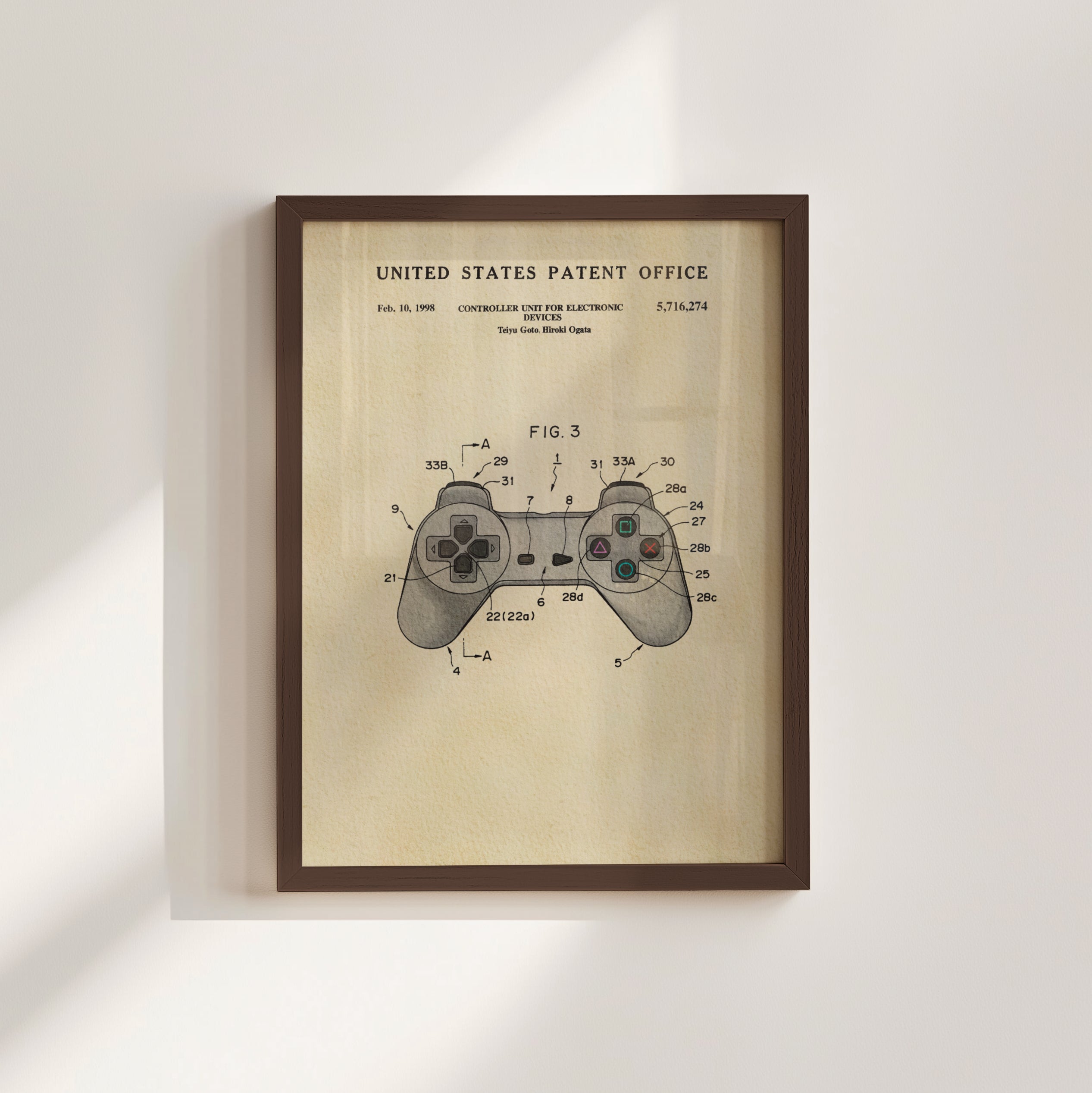 The image is a framed patent drawing of a joystick, depicting the controls and features of the joystick.