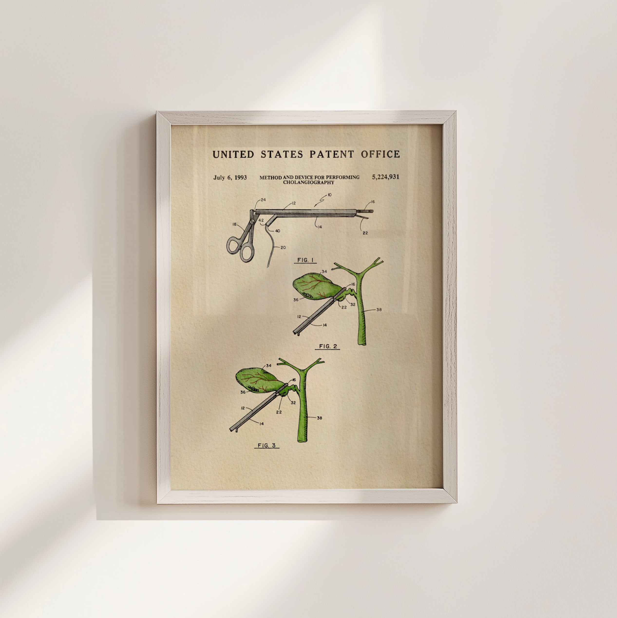 The image is a framed patent drawing depicting a medical device used for performing operations.