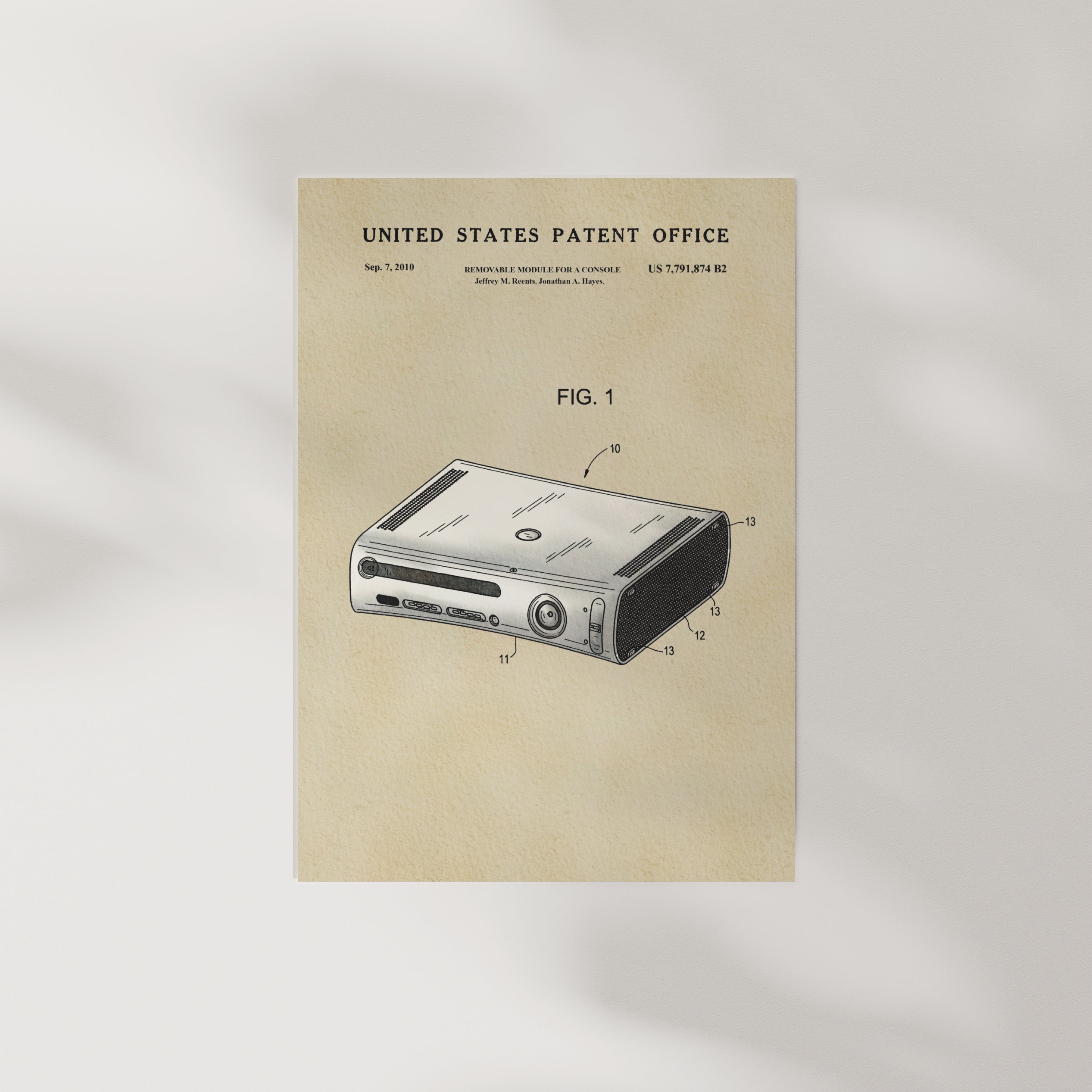 The image is a patent drawing of a Nintendo Wii console, depicting the console's design and features.