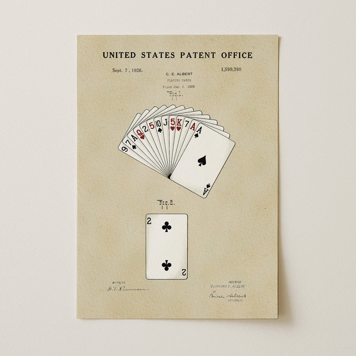 The image is a printed page from the United States Patent Office showing a patent application for a new method of playing cards.