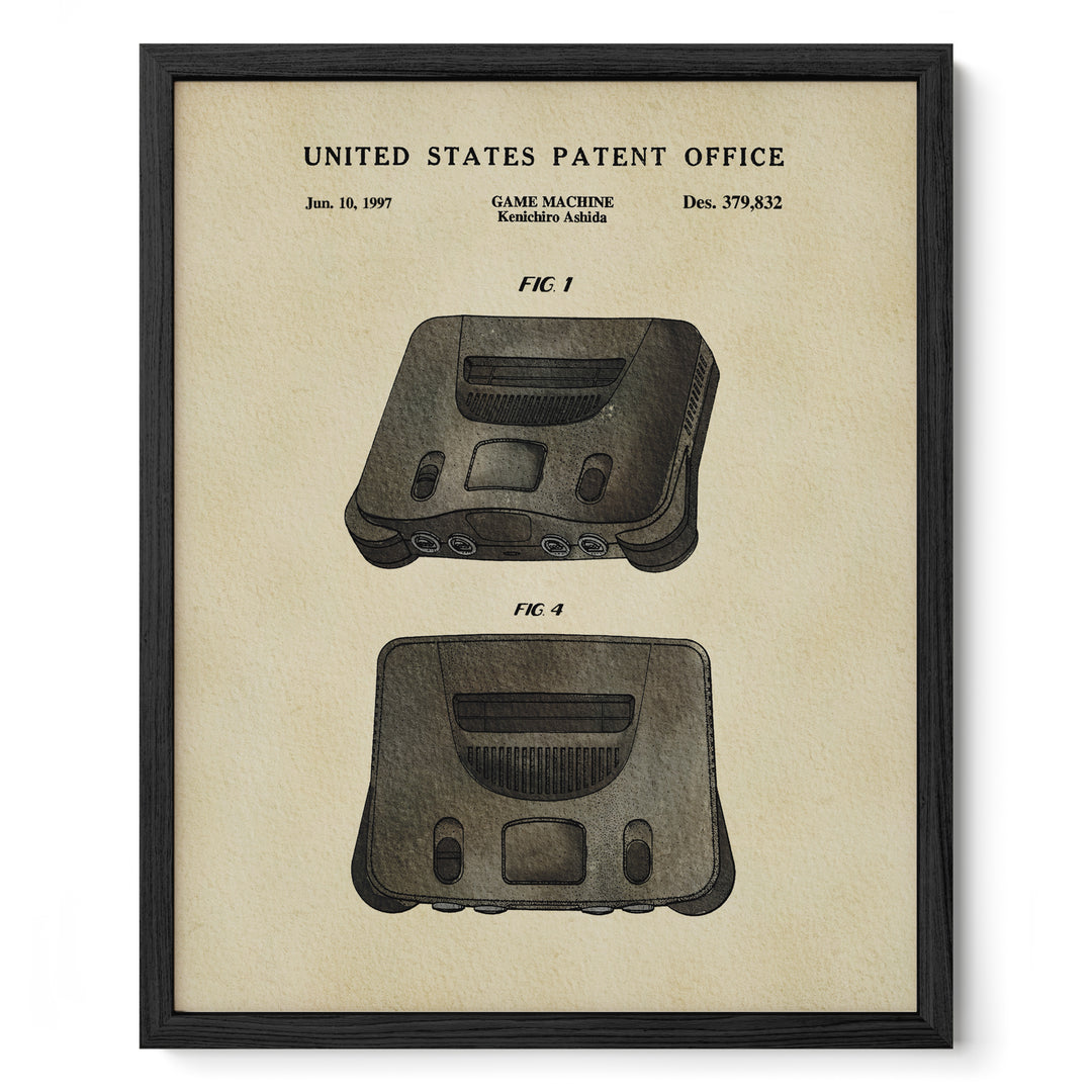 The image is a framed patent drawing of a game machine, specifically the Kenwood Asahi console, dated January 10, 1997.