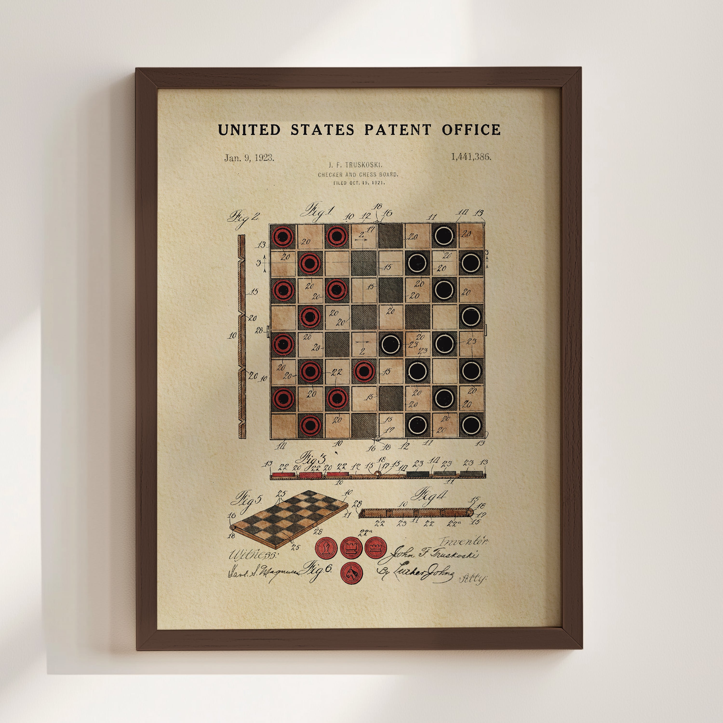 The image is a framed print of a United States patent office patent from January 9, 1932, titled 