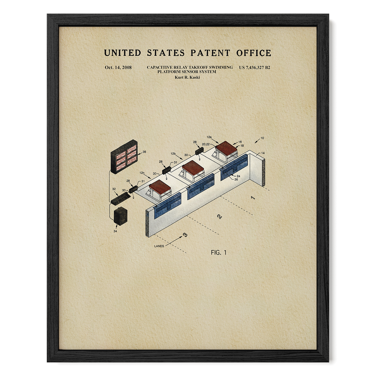 The image is a framed patent office patent from the United States, dated October 14, 2008, and depicts a device with a large screen and a smaller screen.