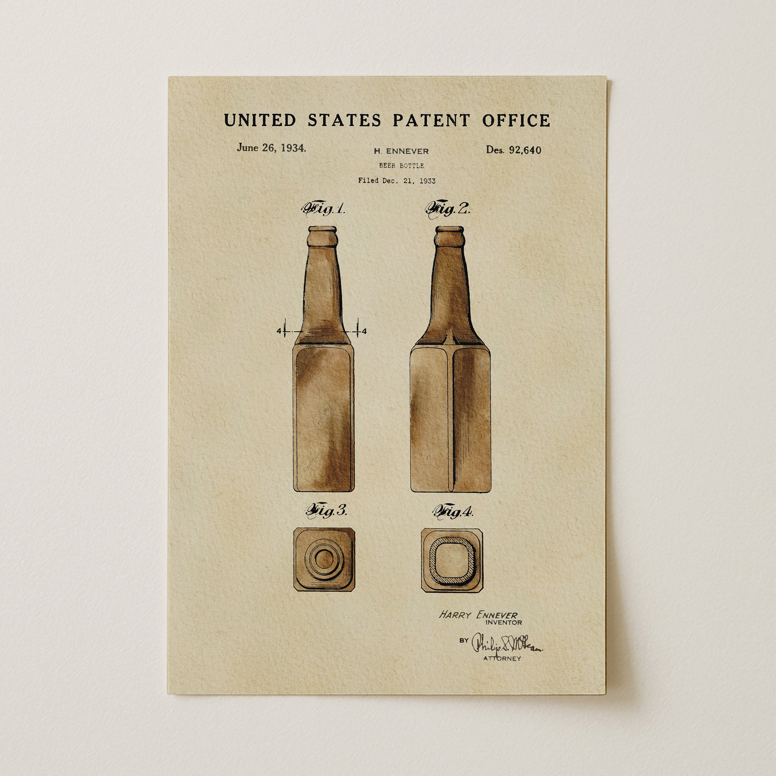 The image is a patent drawing from the United States Patent Office, depicting two bottles with step-by-step instructions for their use.