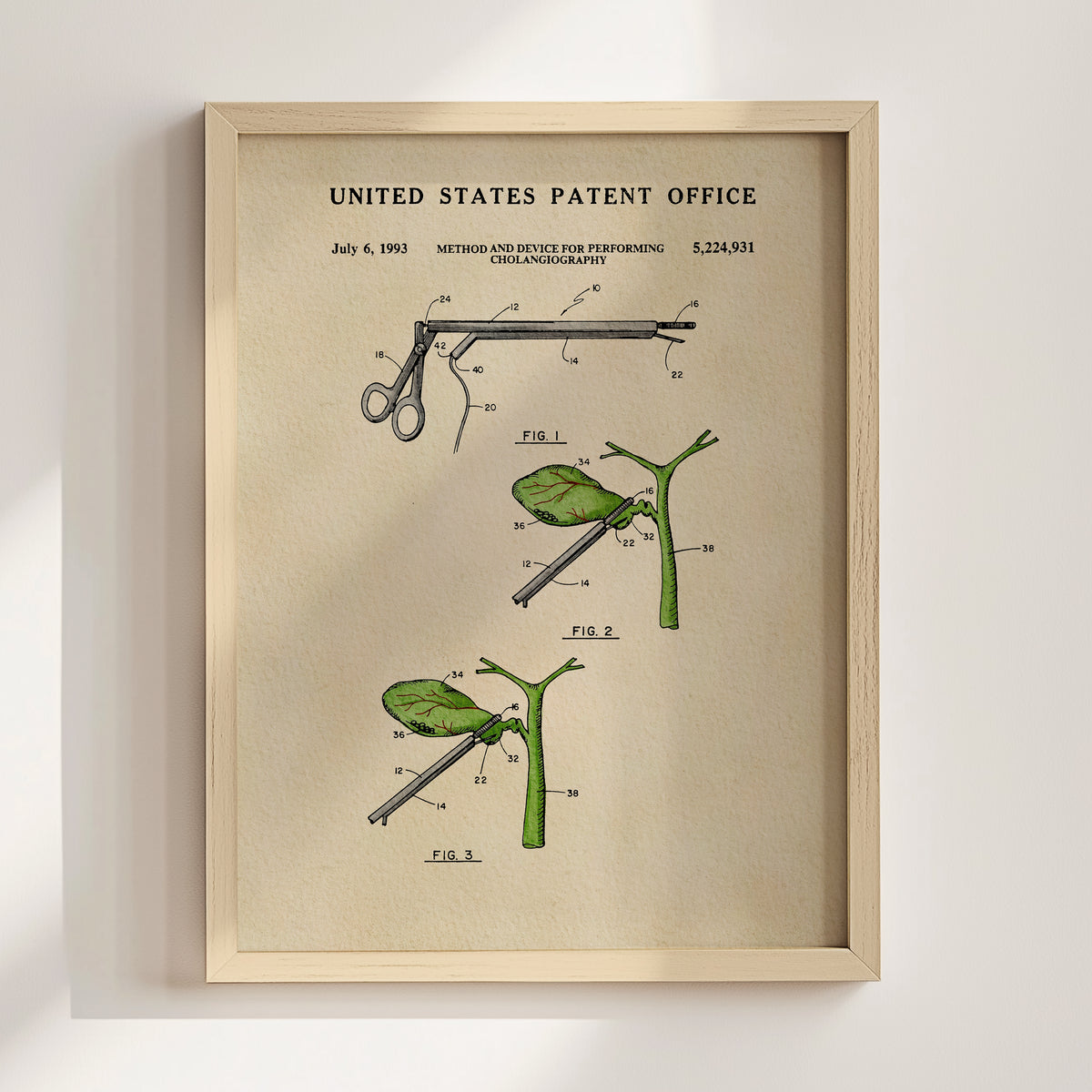 The image is a framed patent drawing depicting a medical device, likely a surgical tool, with detailed technical drawings and labels.