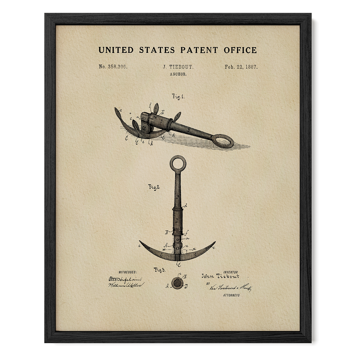 The image is a framed patent drawing depicting a piece of maritime equipment, likely an anchor or similar device.