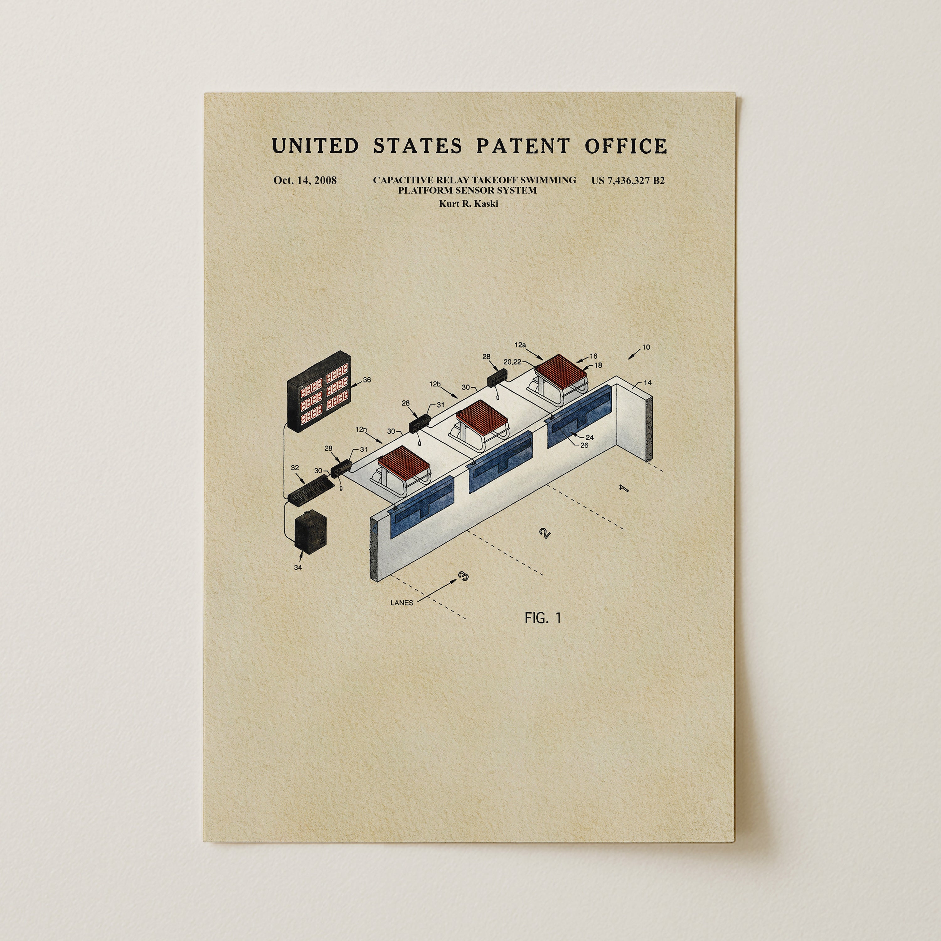 The image is a patent application from the United States Patent Office, dated October 14, 2008, and it features a technical drawing of a device with multiple components.
