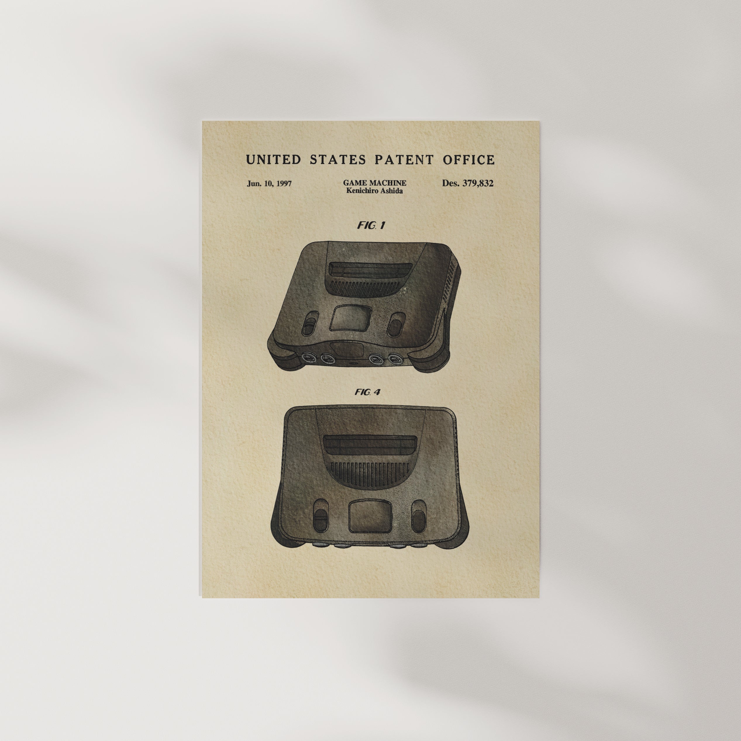 The image is a vintage United States patent office patent for a game machine, specifically the Knickerbocker game console.