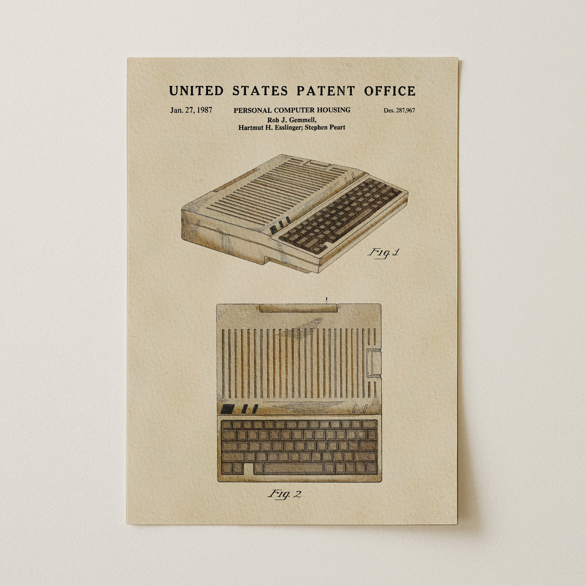 Vintage Computer Keyboard (1987) patent art print