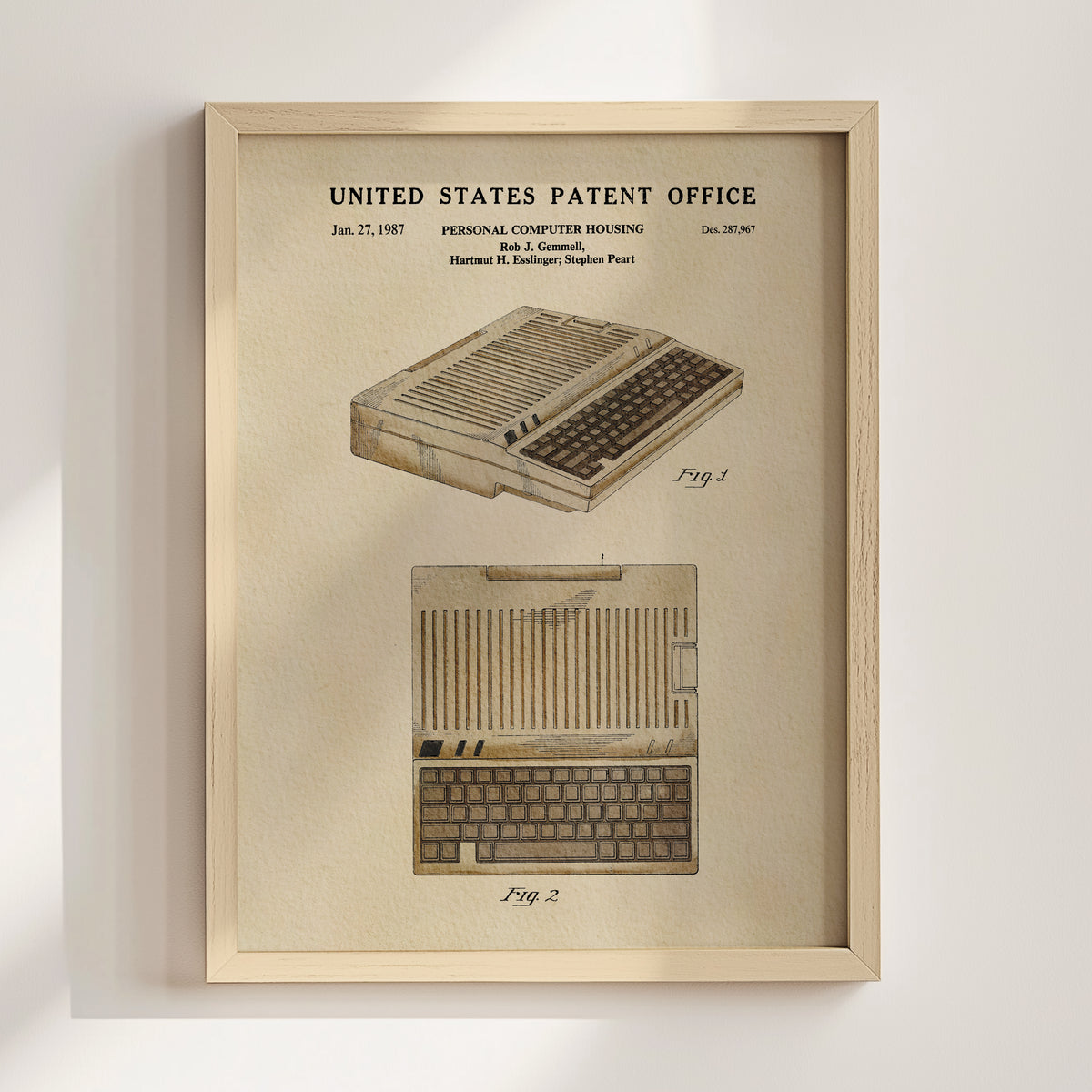 Vintage Computer Keyboard (1987) patent art print