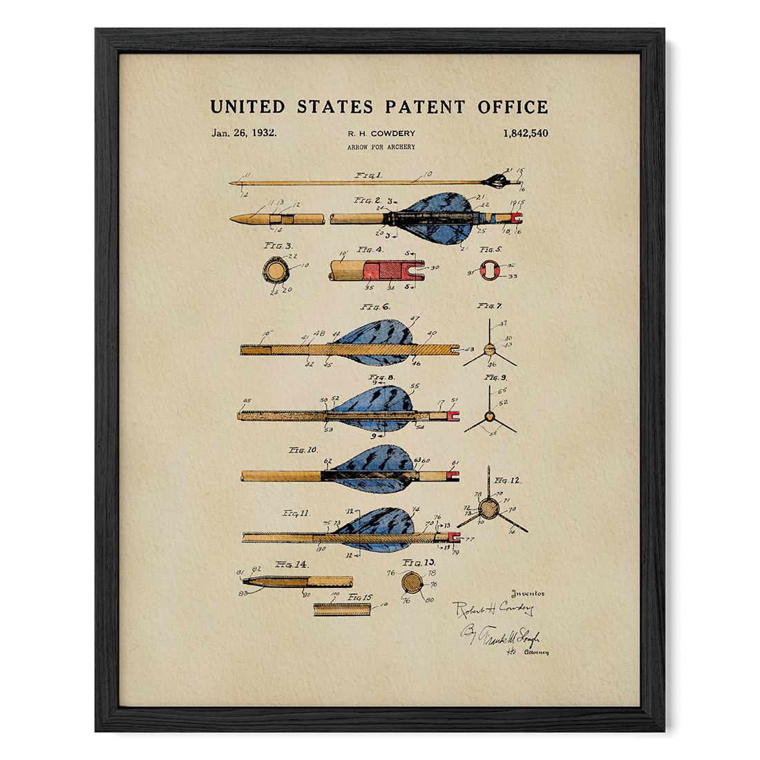 Archery Arrow (1932) patent art print