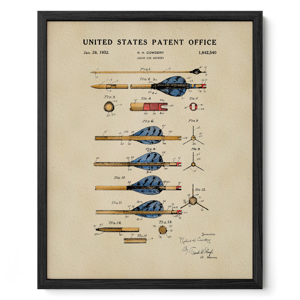 Archery Arrow (1932) patent art print