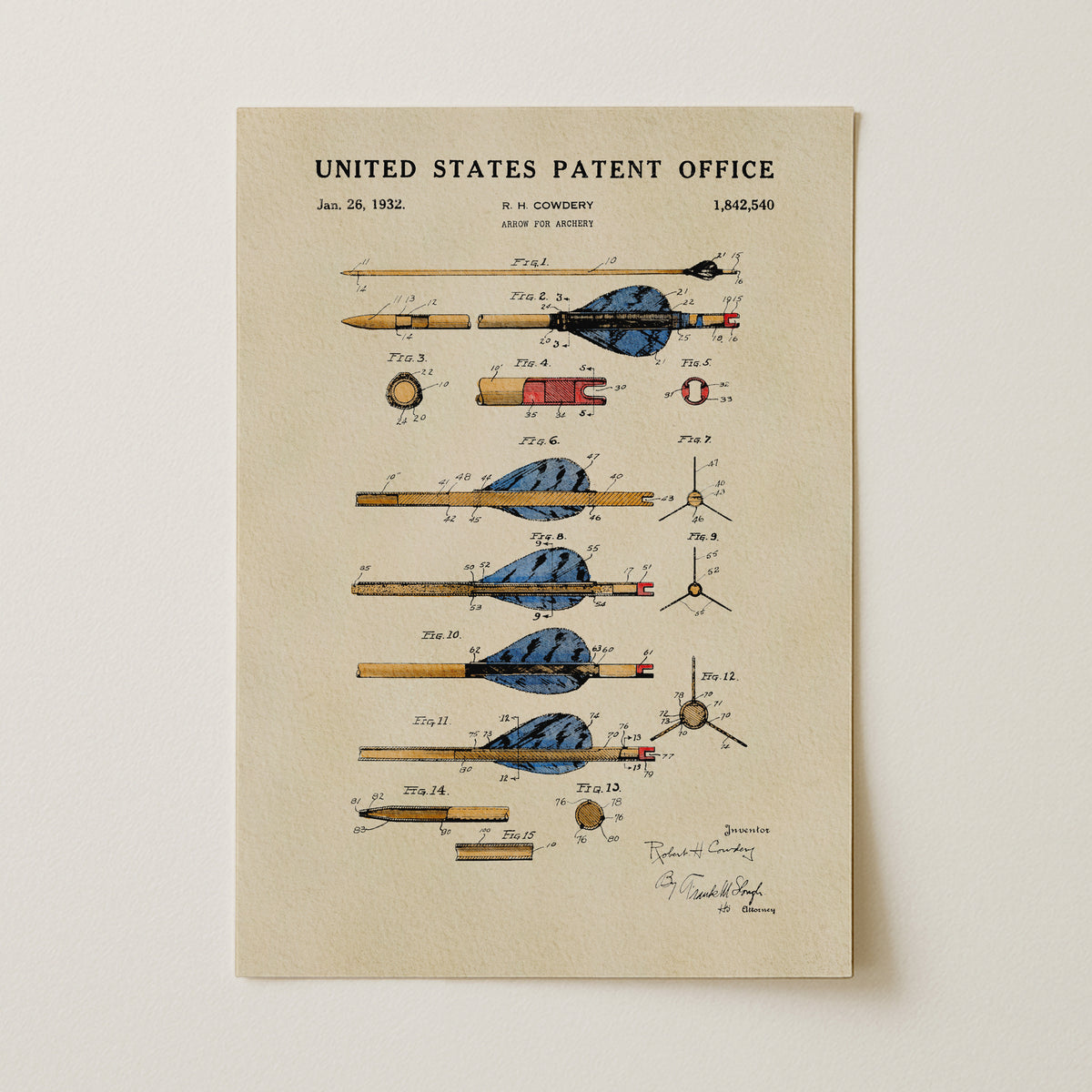 Archery Arrow (1932) patent art print