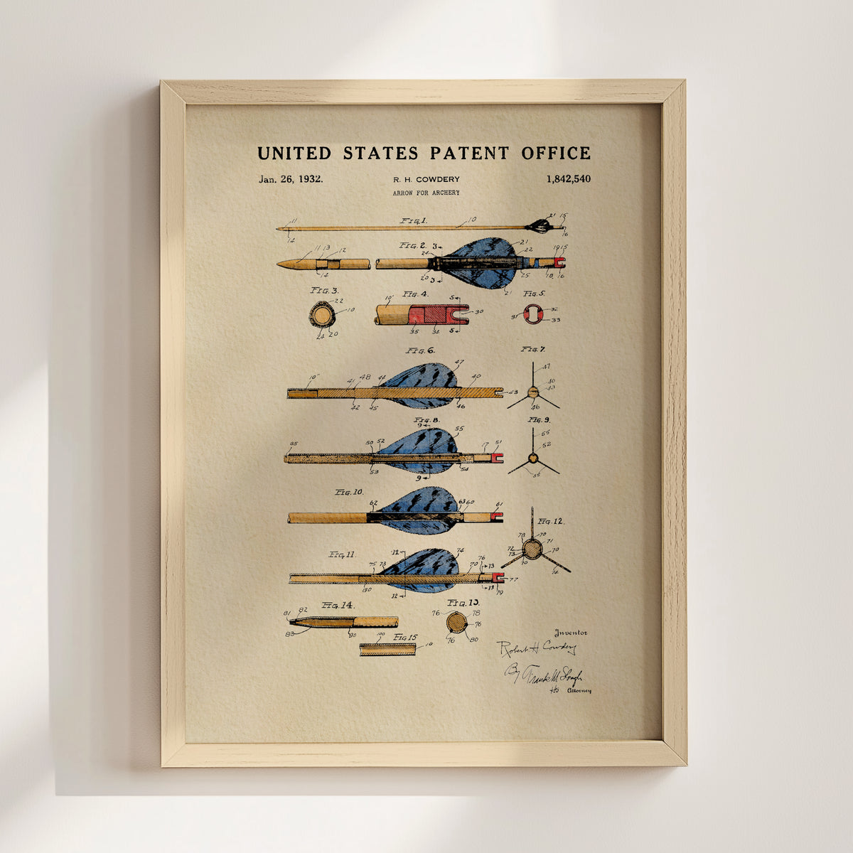 Archery Arrow (1932) patent art print