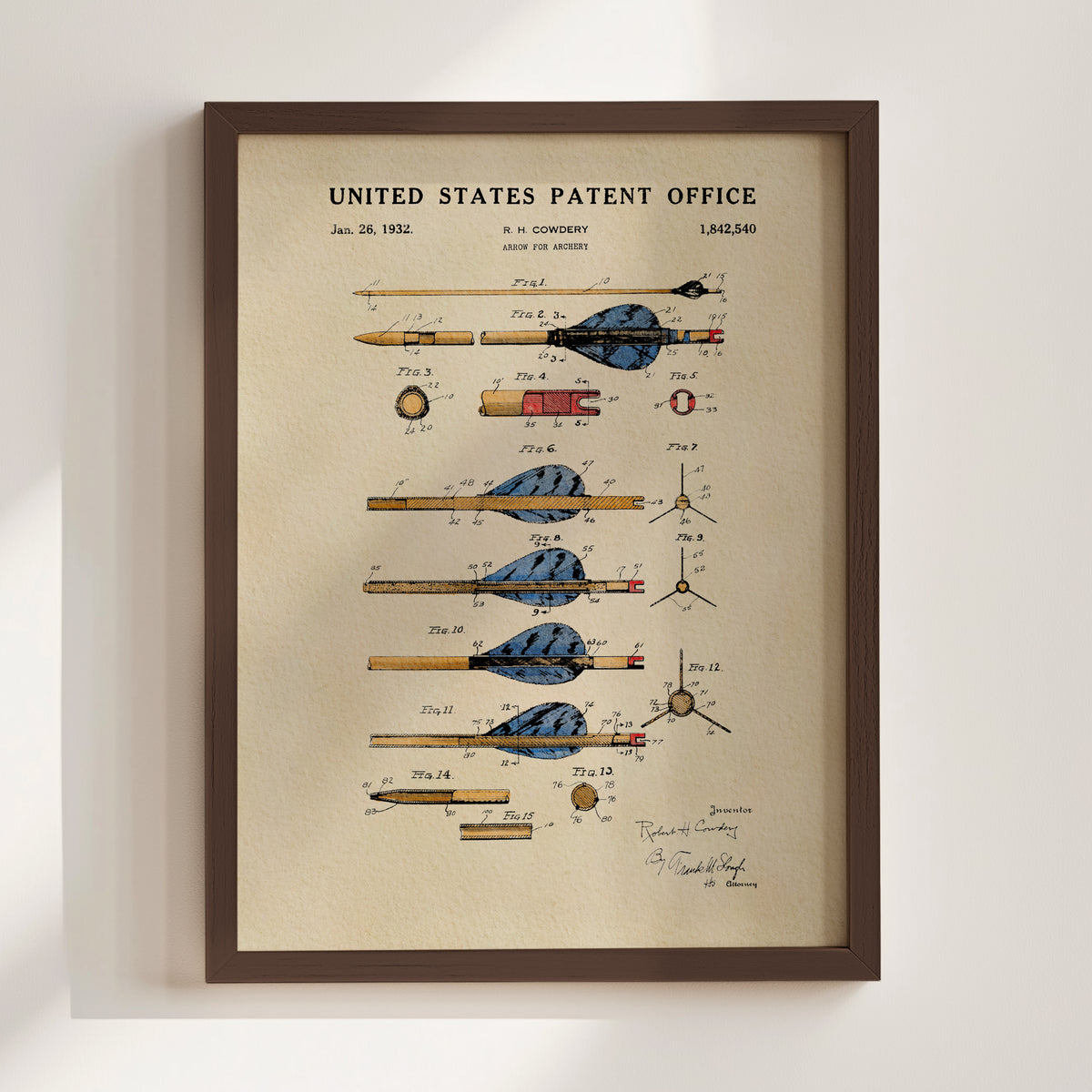 Archery Arrow (1932) patent art print