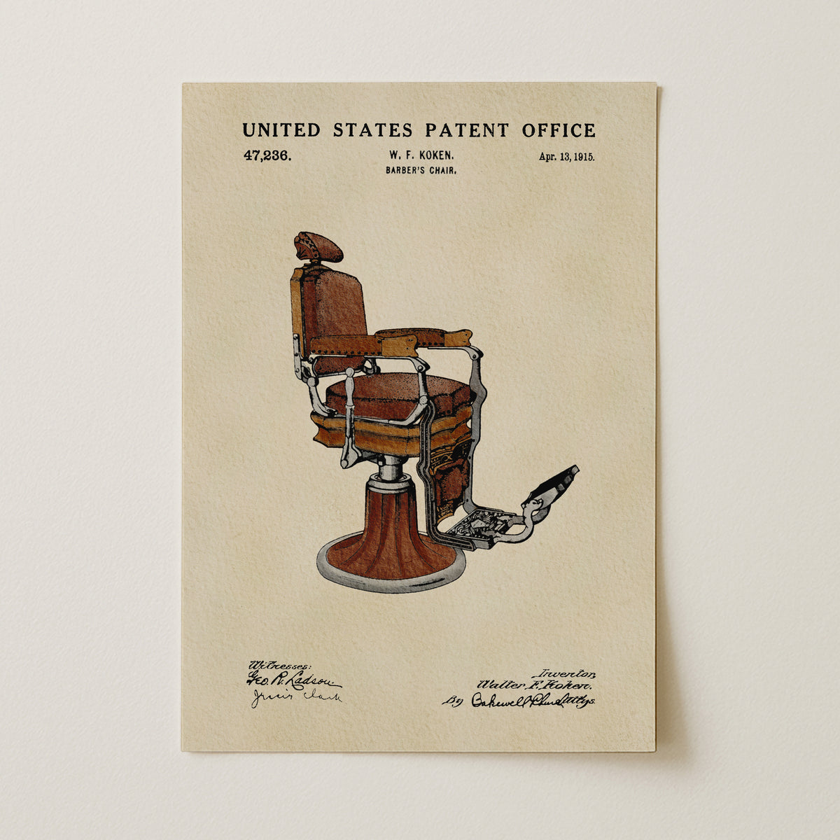 Barber's Chair (1915) patent art print