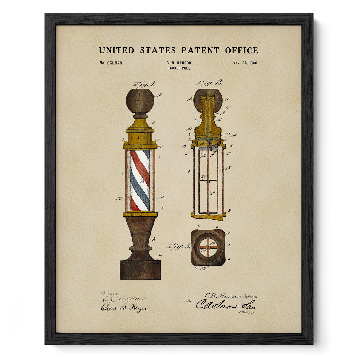 Barbershop Pole (1900) patent art print