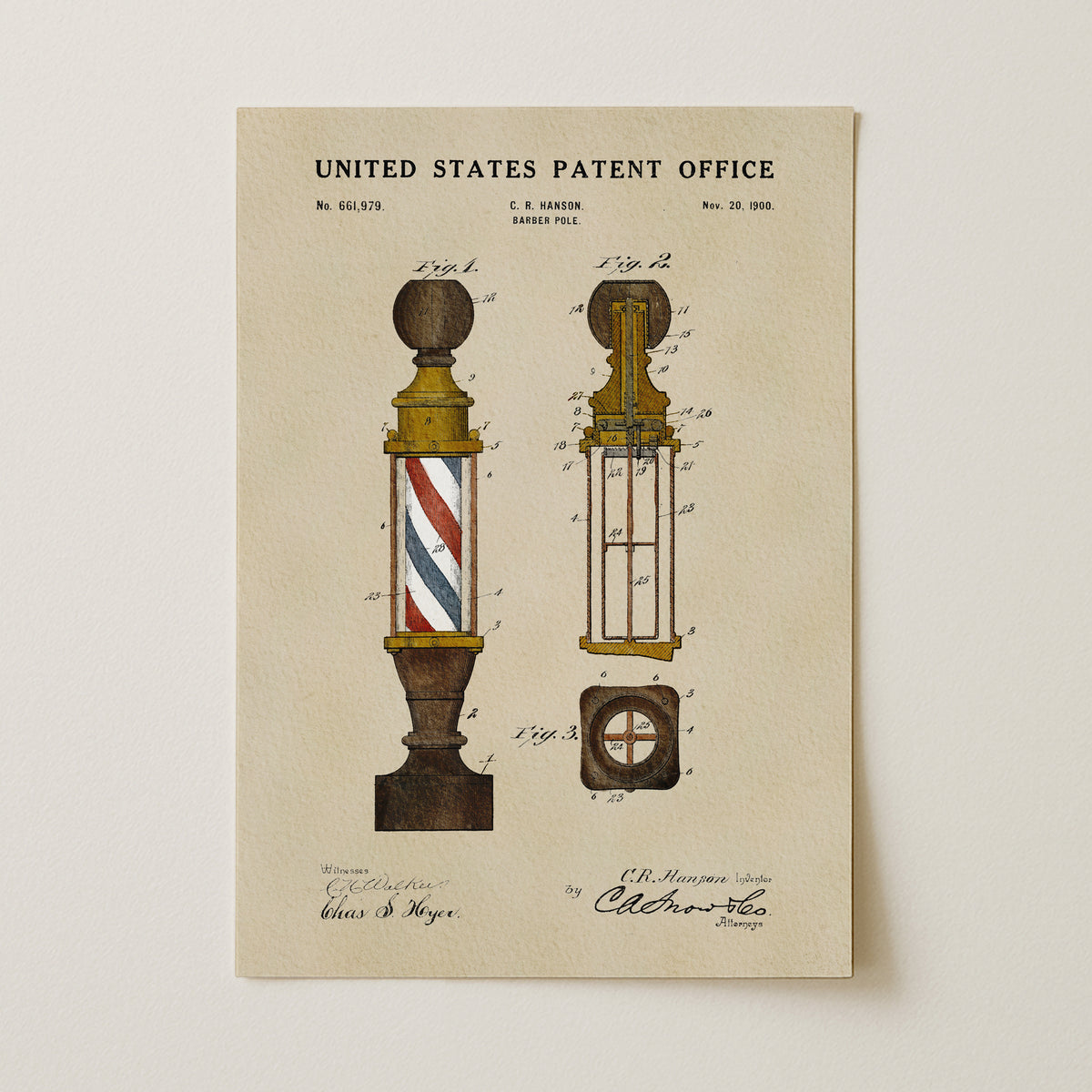 Barbershop Pole (1900) patent art print